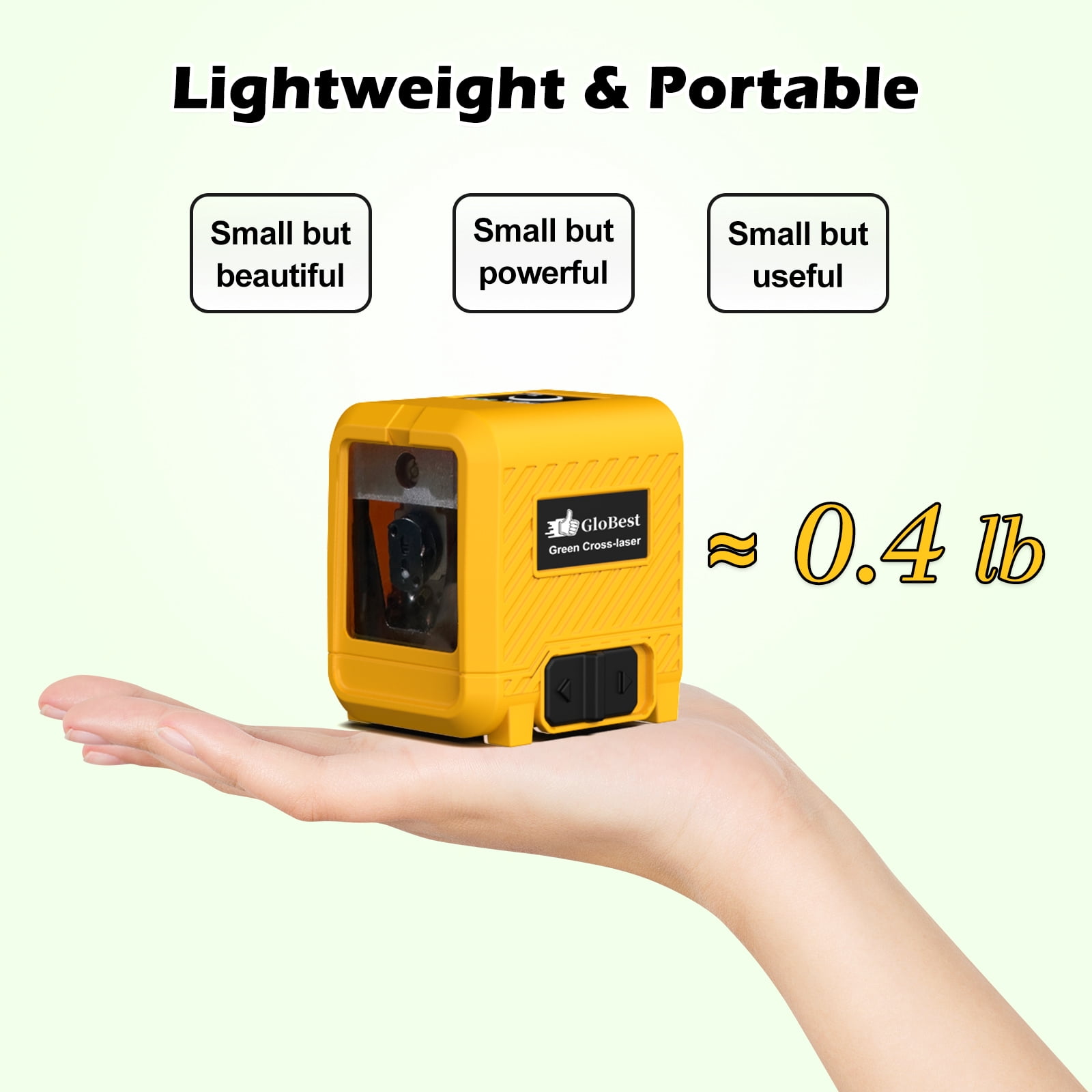 GloBest Portable Rechargeable Green Laser Level, Self-Leveling Cross Line Tool with Magnetic Bracket (Green, 100 ft Range) o3r6b