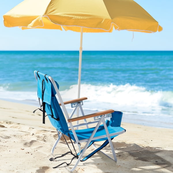 AsterOutdoor Portable Backpack Beach Chairs with Headrest and Cup Holder (Blue, 2 Pack) 6dfsc