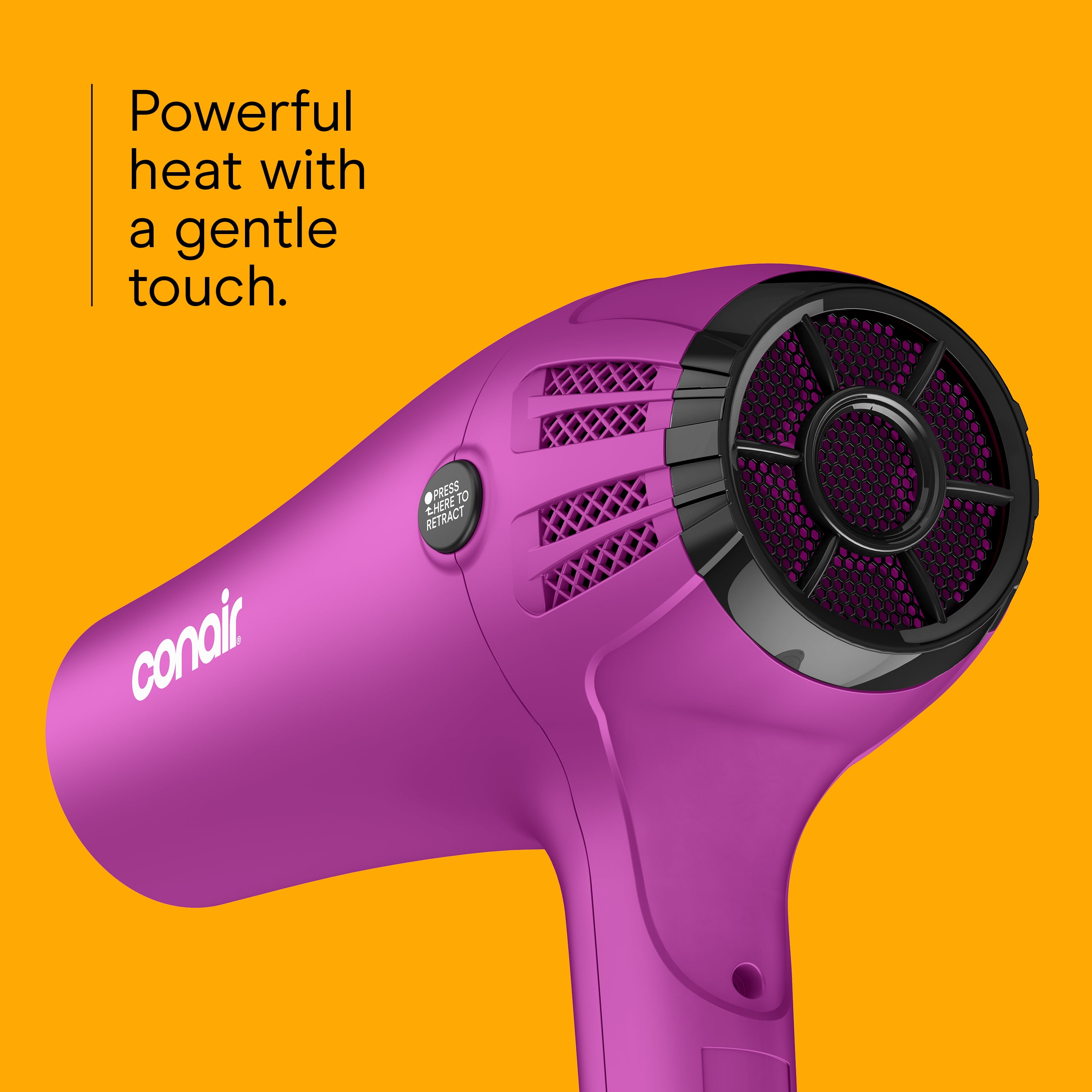 Conair Ionic Ceramic Cord-Keeper Hair Dryer with Retractable Cord, Diffuser and Concentrator (Pink, 1 Unit) 0gz0s