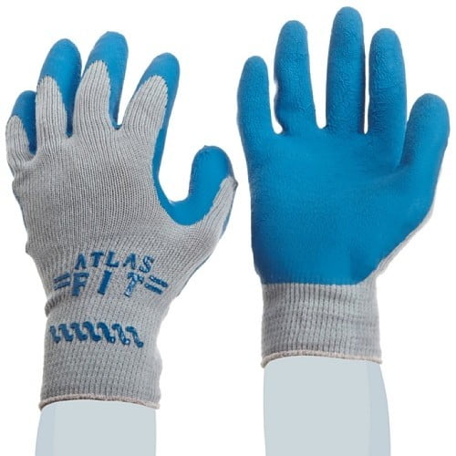 Showa Atlas Fit General Purpose Gloves, Durable Rubber Coated Work Gloves (Blue/Gray, Large, 2 Pair) rz2ei