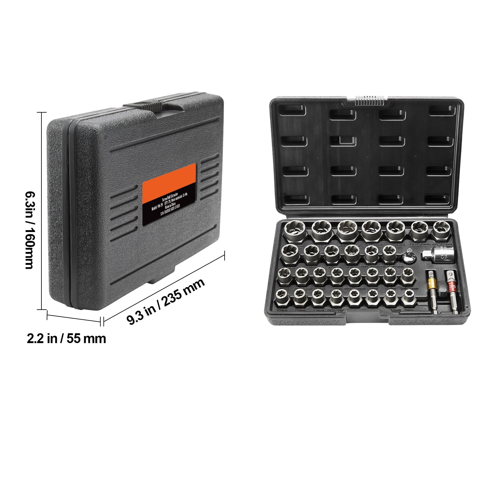 BENTISM Bolt Extractor Socket Wrench Set, Heavy-Duty Damaged Nut Remover Tool Kit (Gold, 29 Pieces) k3svn