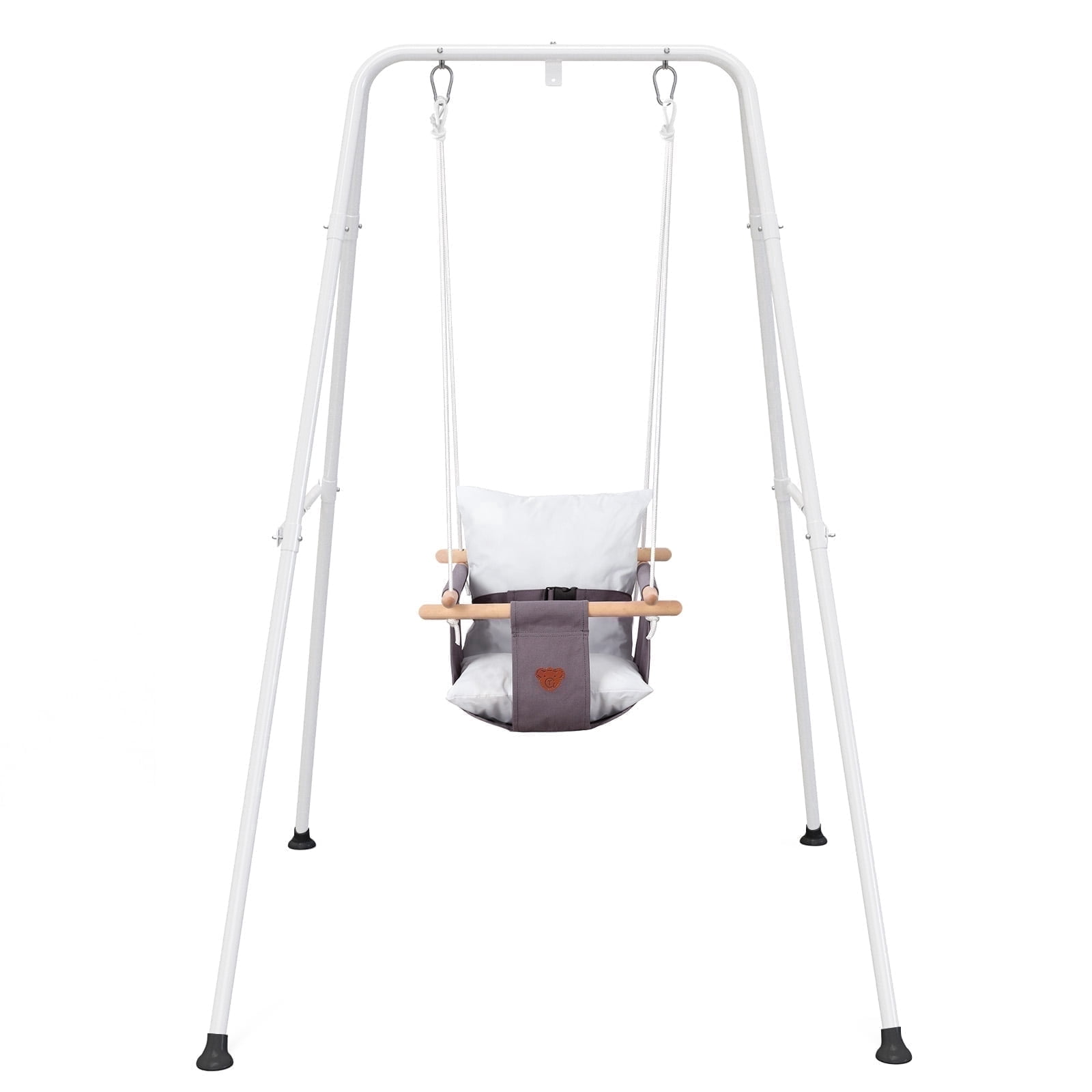 G TALECO GEAR Toddler Swing Set with Canvas Cushion Seat, Indoor and Outdoor Baby Playset (Gray, 1 Set) w4xor
