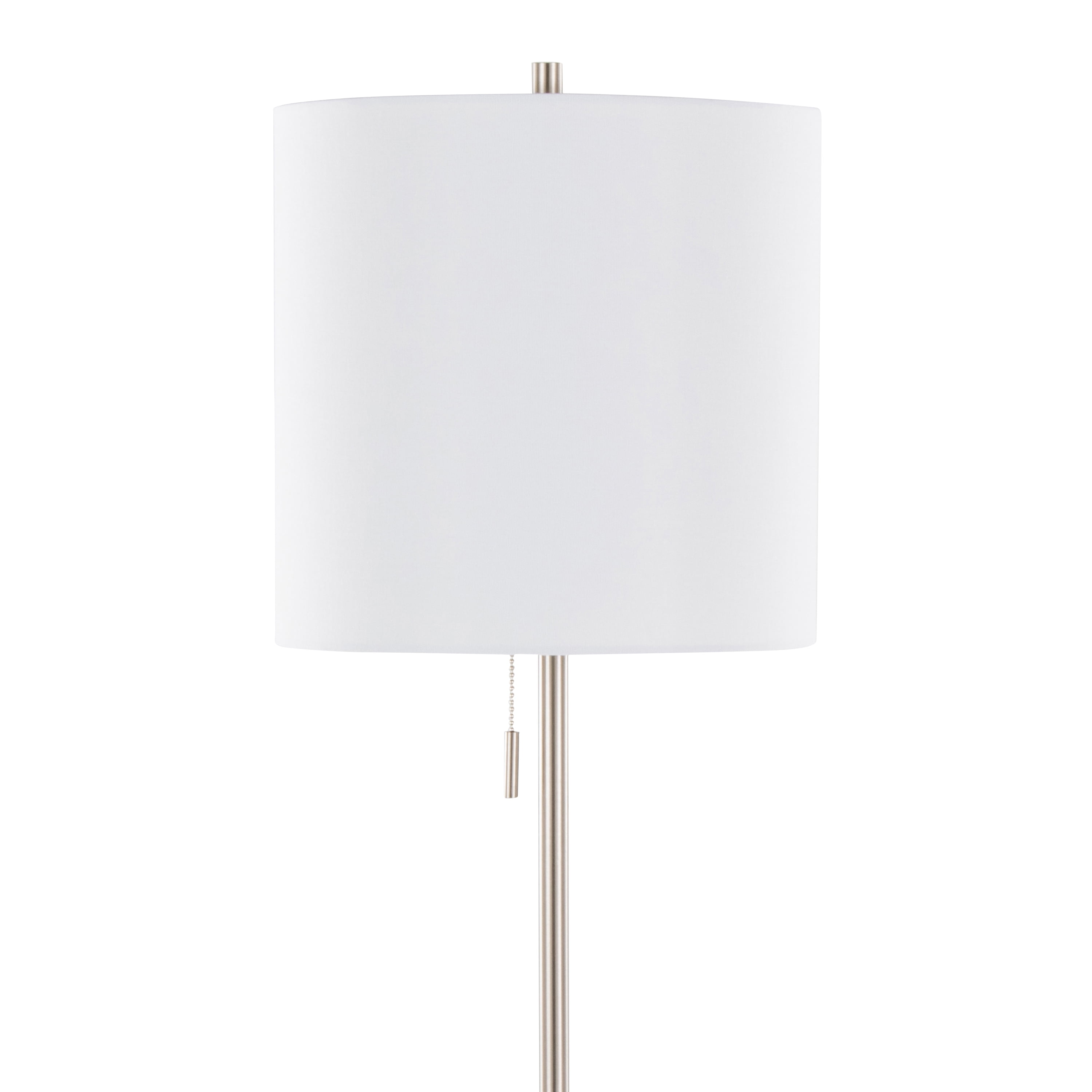 Contemporary Floor Lamp Brushed Nickel Finish with White Linen Drum Shade (64 in) gbil0