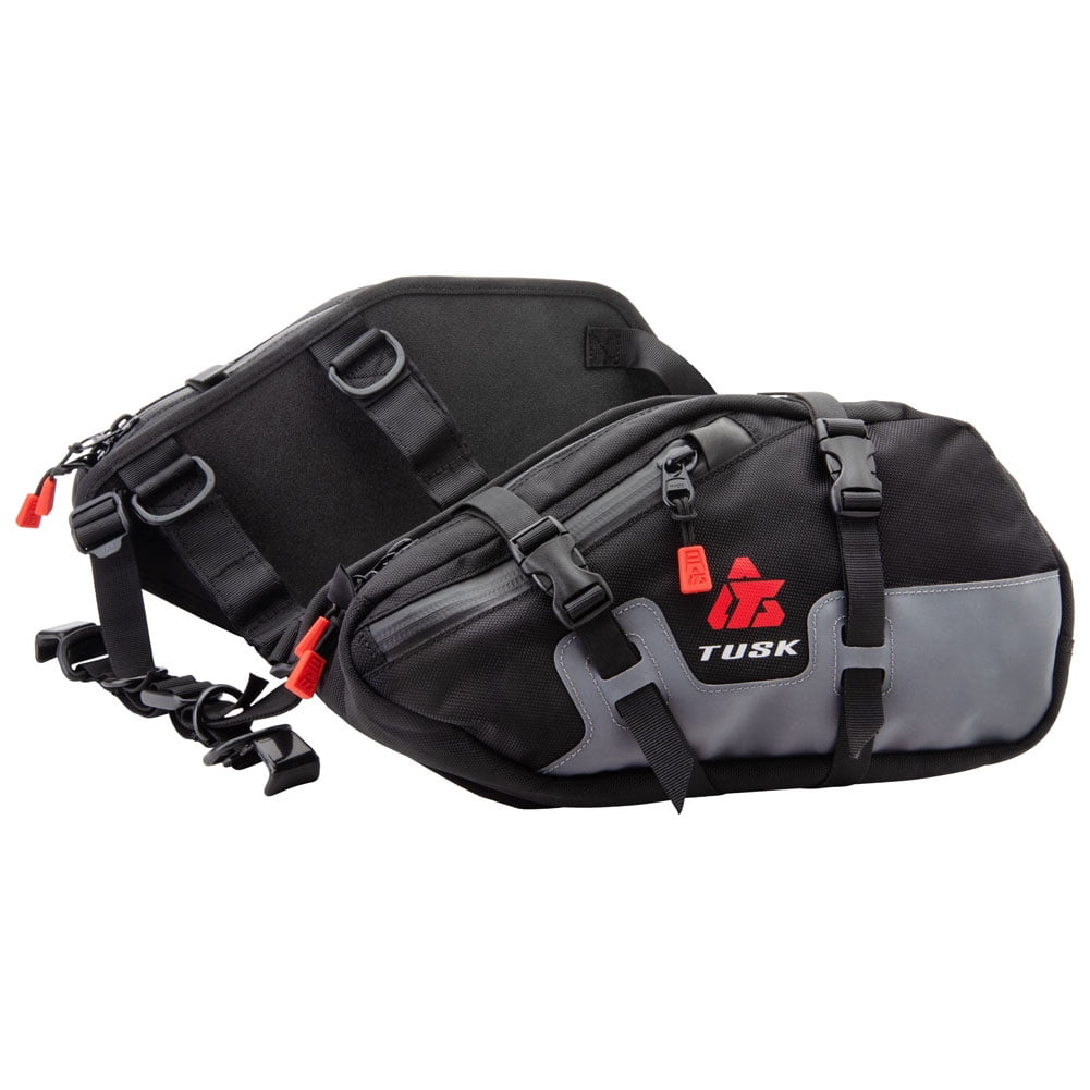 Tusk Traverse Pannier Bags Rackless Adventure Motorcycle Luggage System (Black/Grey, 16 Liters) 1p1gk