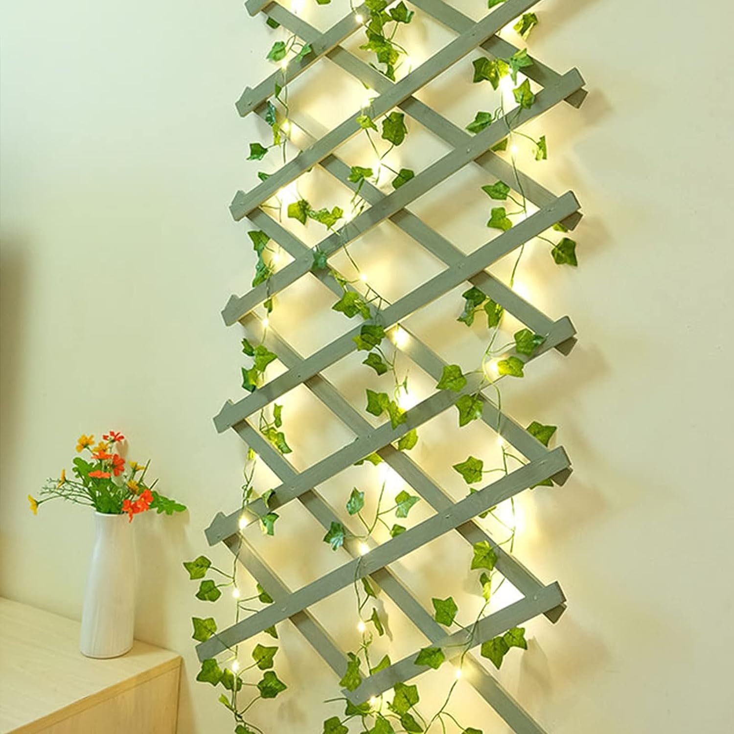 Bincy Solar Ivy String Lights Outdoor Artificial Maple Leaf Vine Garland (50 LED, 16 ft) 8n9hx