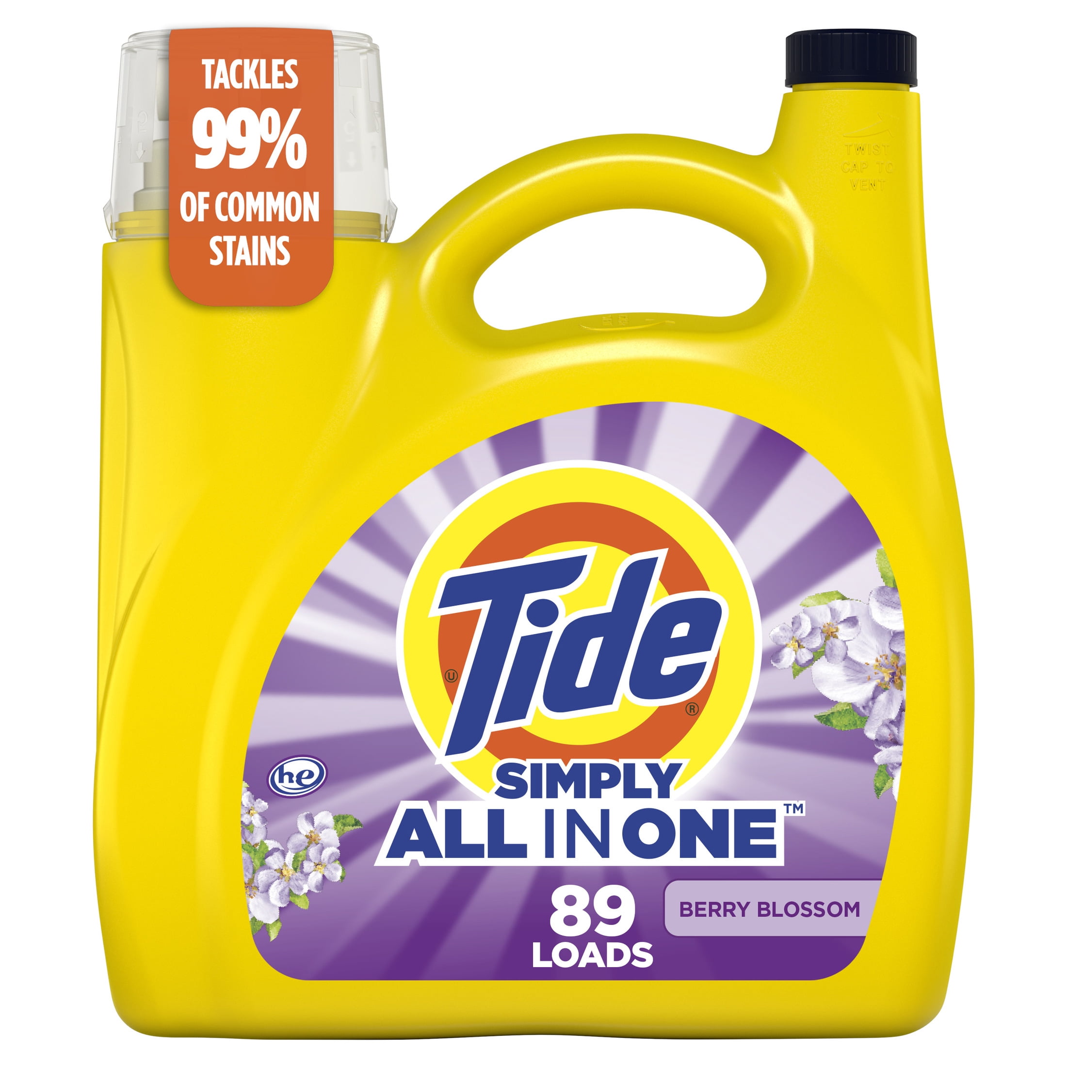 Tide Simply Liquid Laundry Detergent, Berry Blossom Scent, Deep Cleaning Formula (117 fl oz) l3mrr