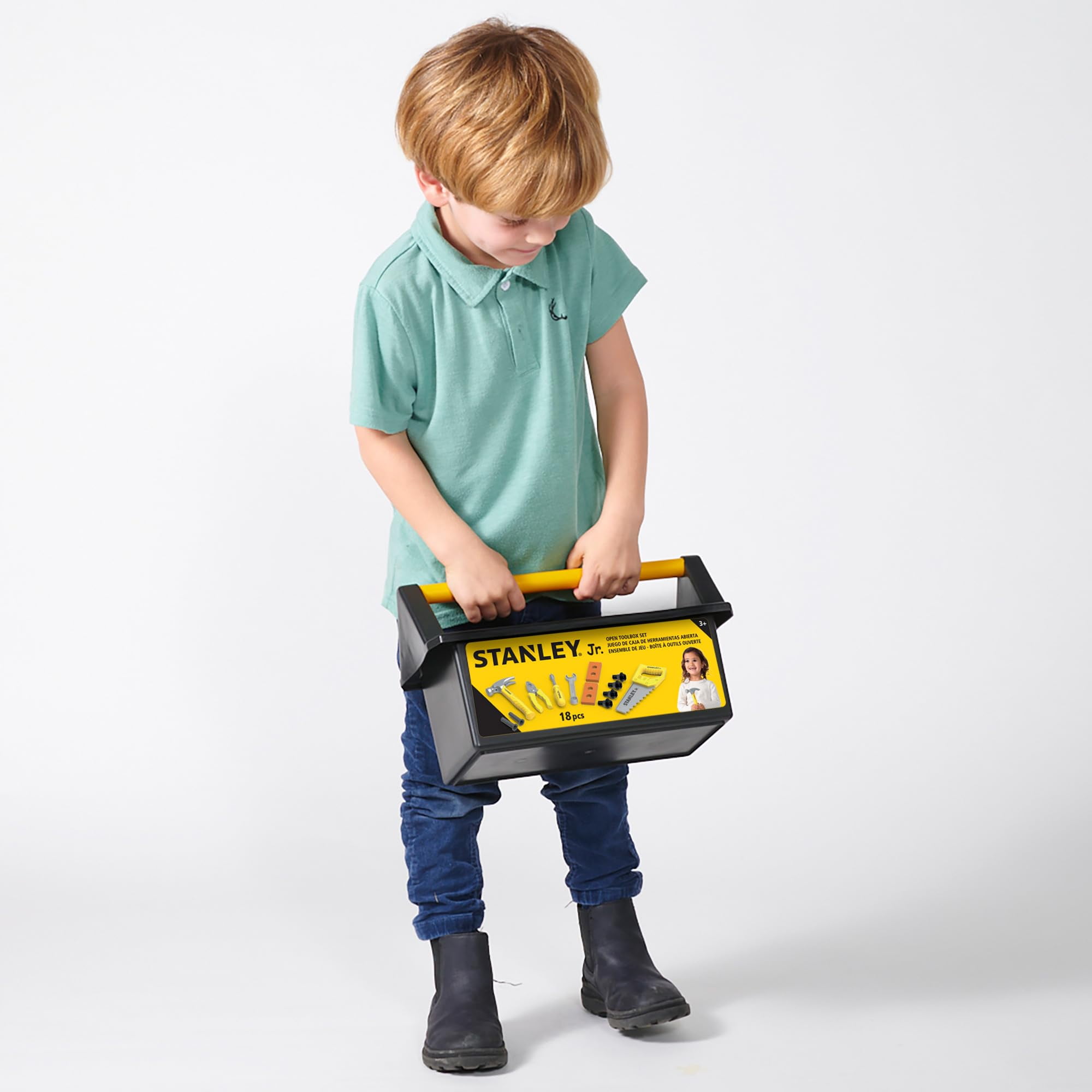 Red Toolbox Stanley Jr. Kids Tool Set (18-Piece, Yellow) x9xtj