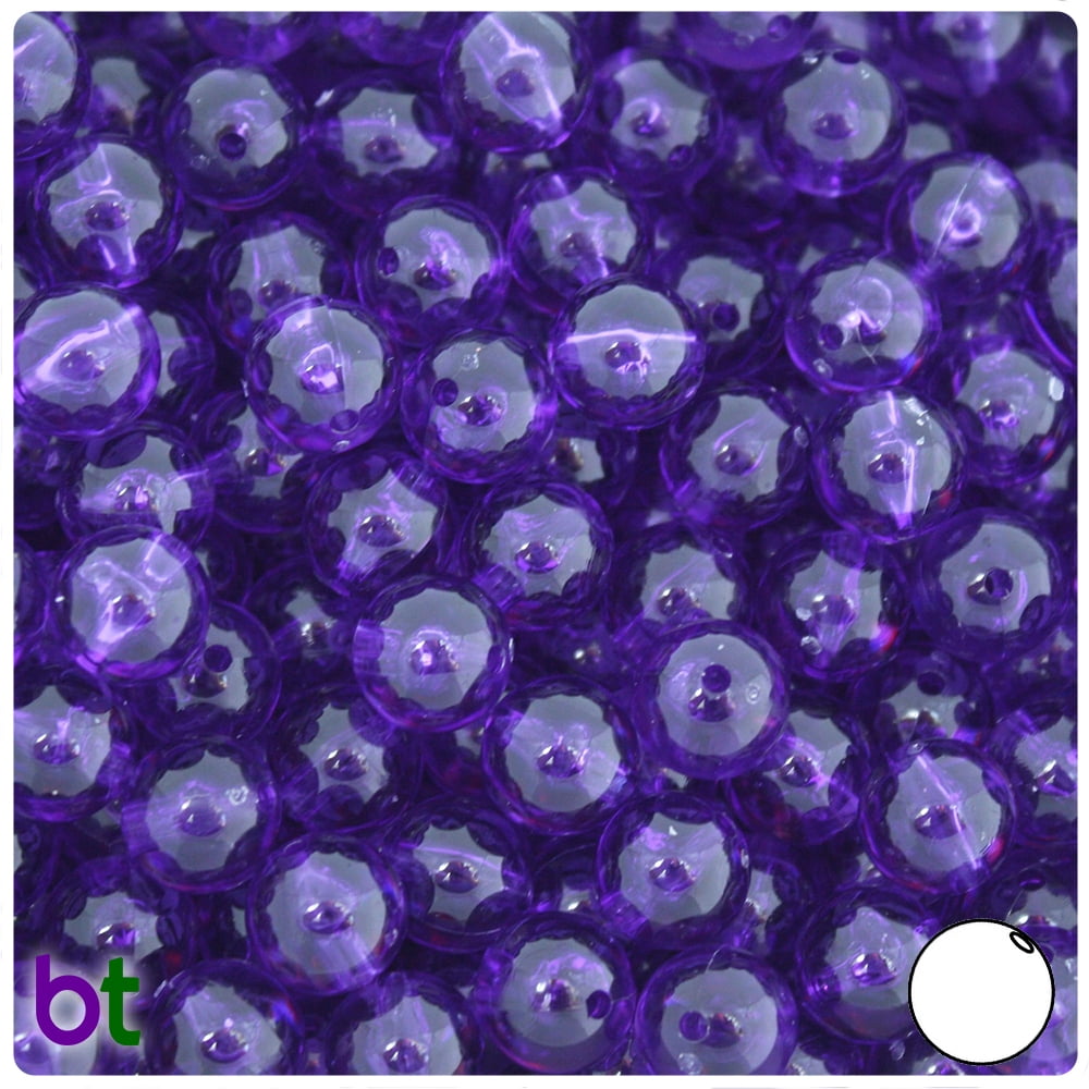 BeadTin Amethyst Transparent Round Craft Beads for Jewelry Making (Purple, 150 Count) y0a9p