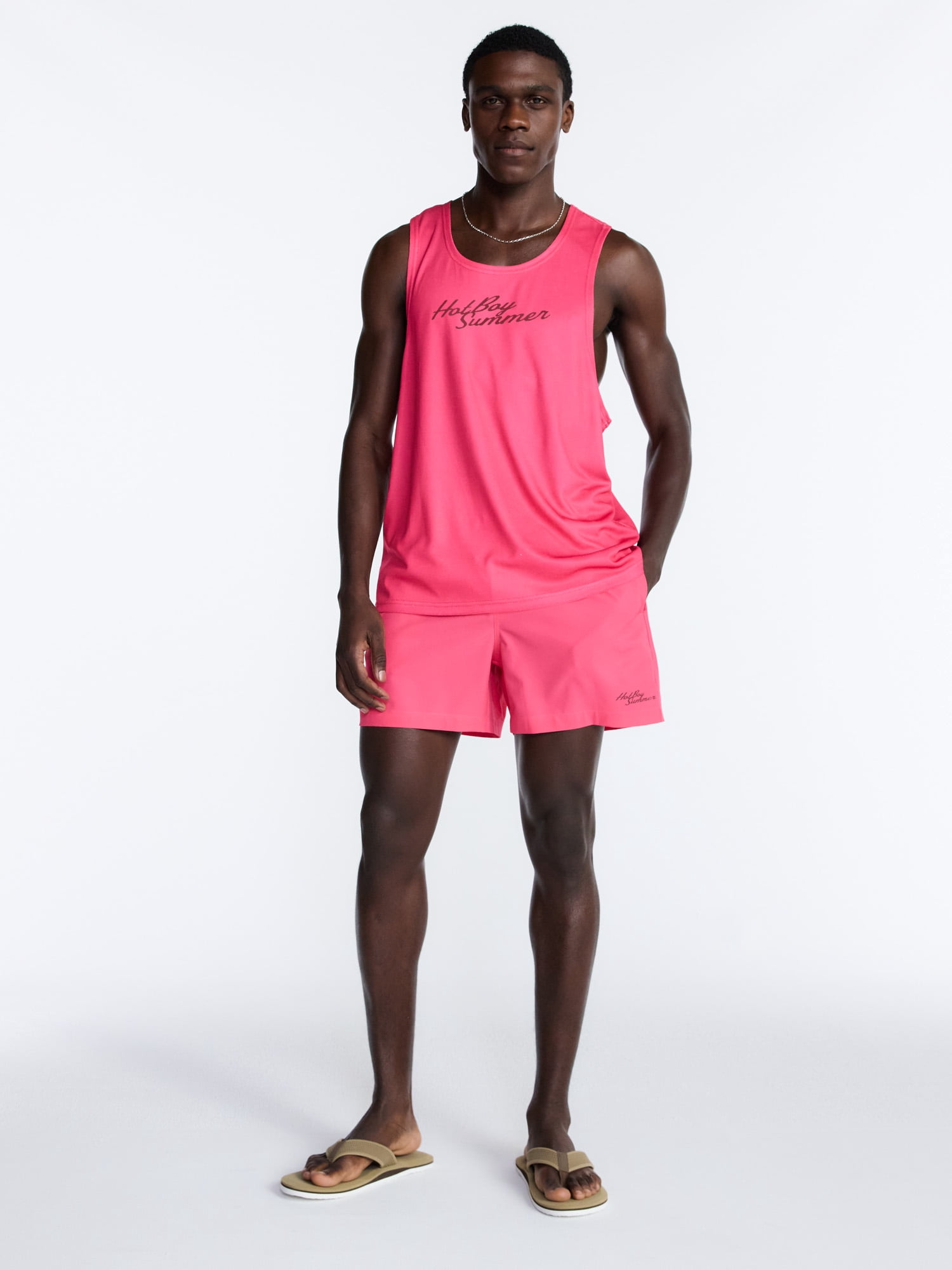 Hot Girl Summer by Megan Thee Stallion Men's Mesh Swim Shorts (Pink, S) 3n5pr