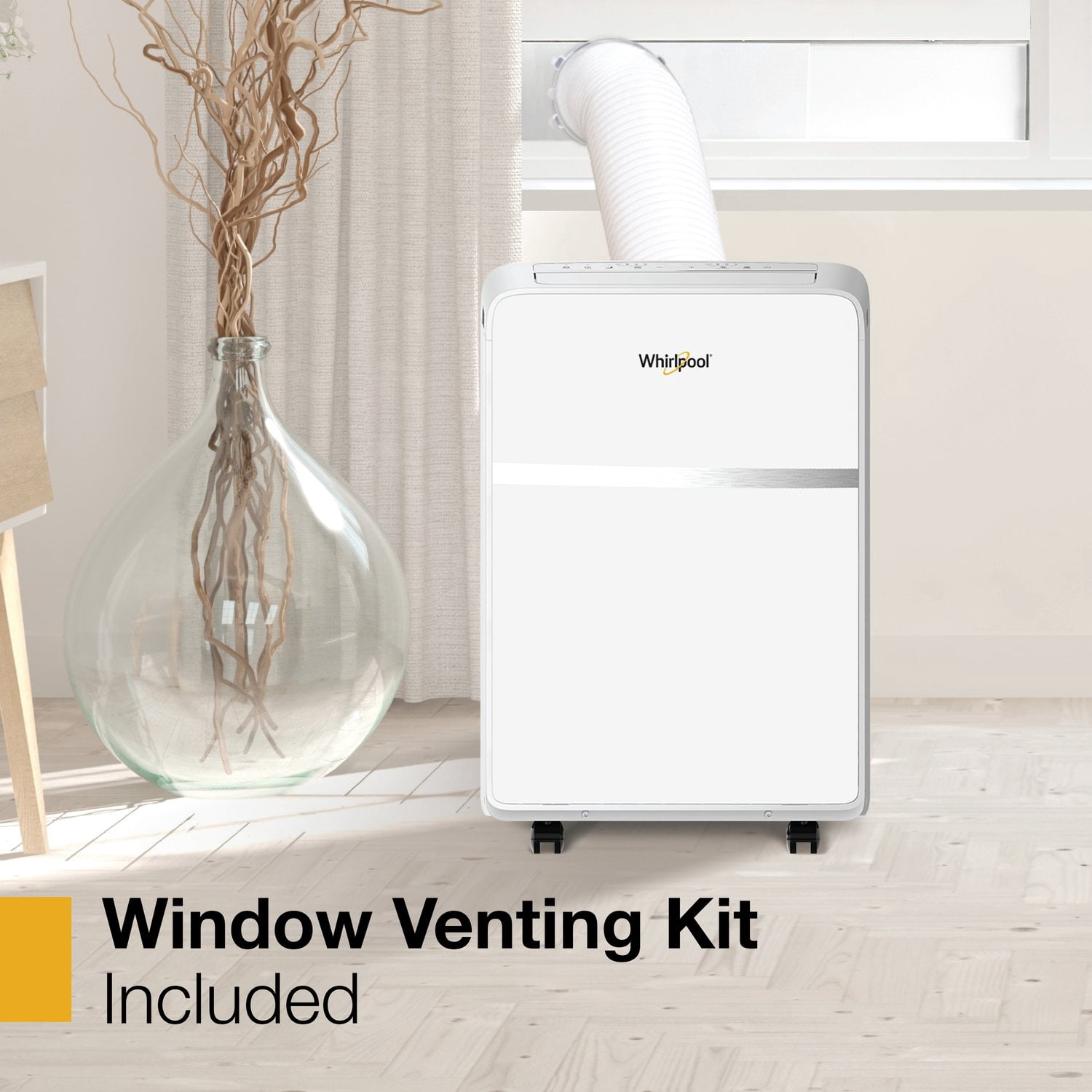 Whirlpool Portable Air Conditioner with Dehumidifier and Remote Control (White, 5,500 BTU DOE) mjxg3