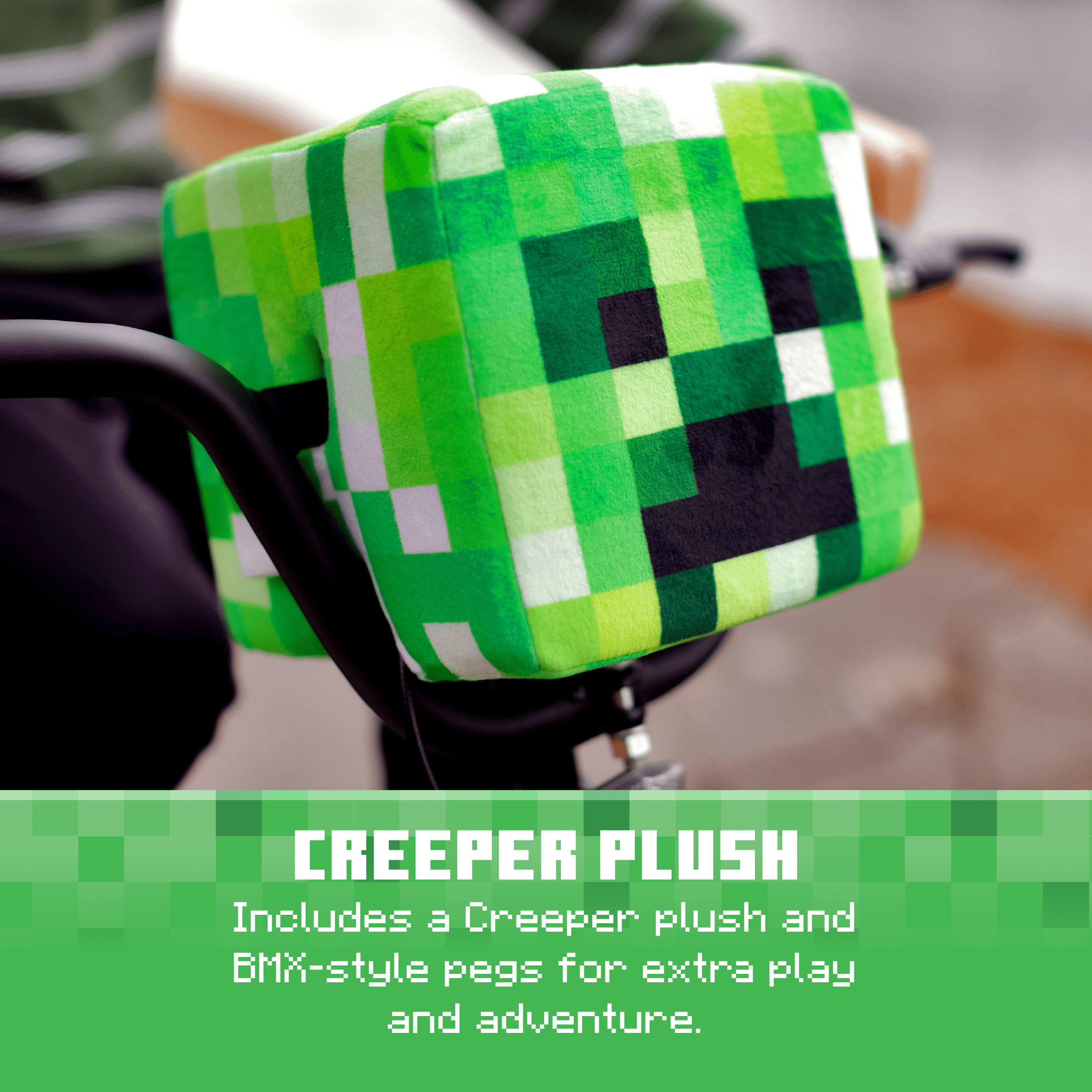 Dynacraft Minecraft BMX Bike for Kids, Durable Steel Frame with Creeper Handlebar Bag (Green, 18 in) y5uls