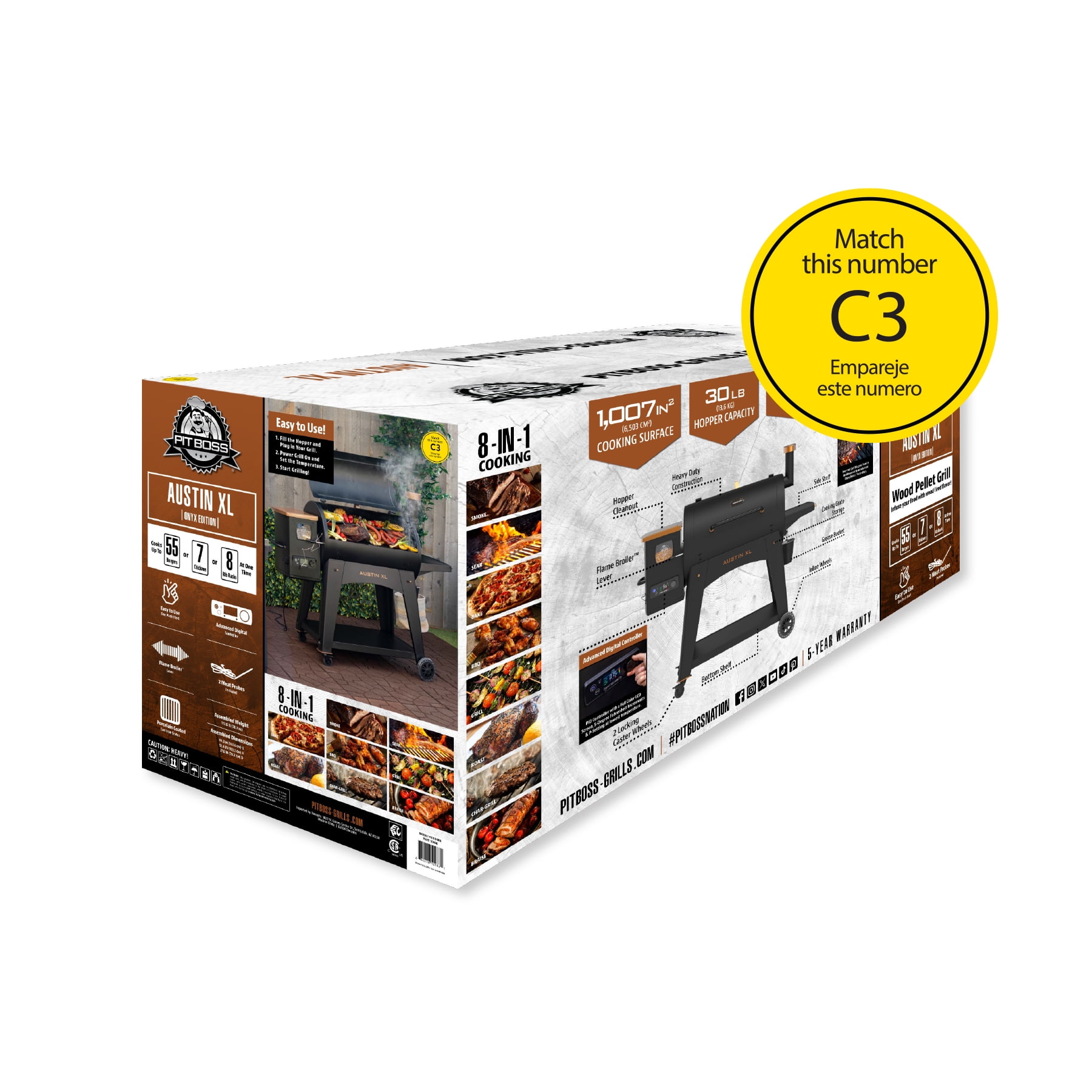 Pit Boss Onyx Series Austin XL Wood Fired Pellet Grill (Black, 1007 sq in) 353az