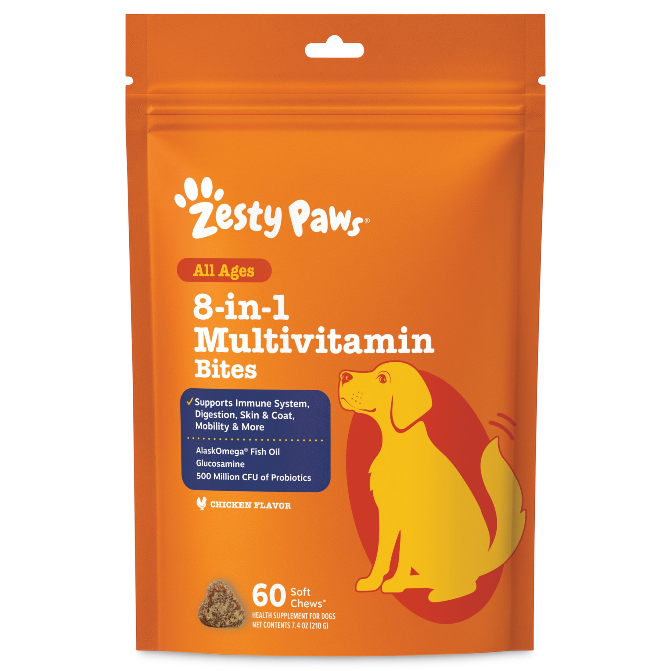 Zesty Paws 8-in-1 Multivitamin Bites Chicken Flavor Dog Supplement (60 Count) sgzp8