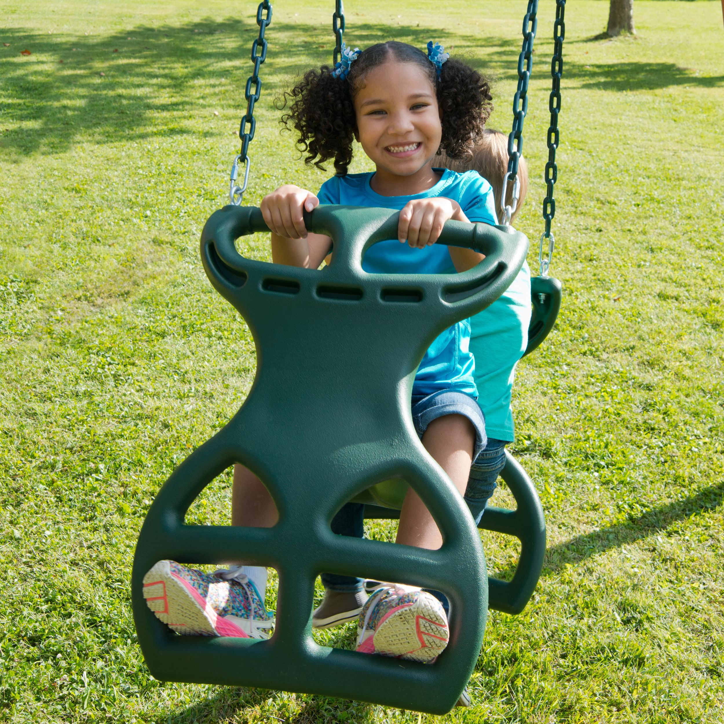 Swing-N-Slide Dual Ride Glider with Chains for Backyard Swing Sets (Green, 38 in x 16 in x 24 in) 5u9e4