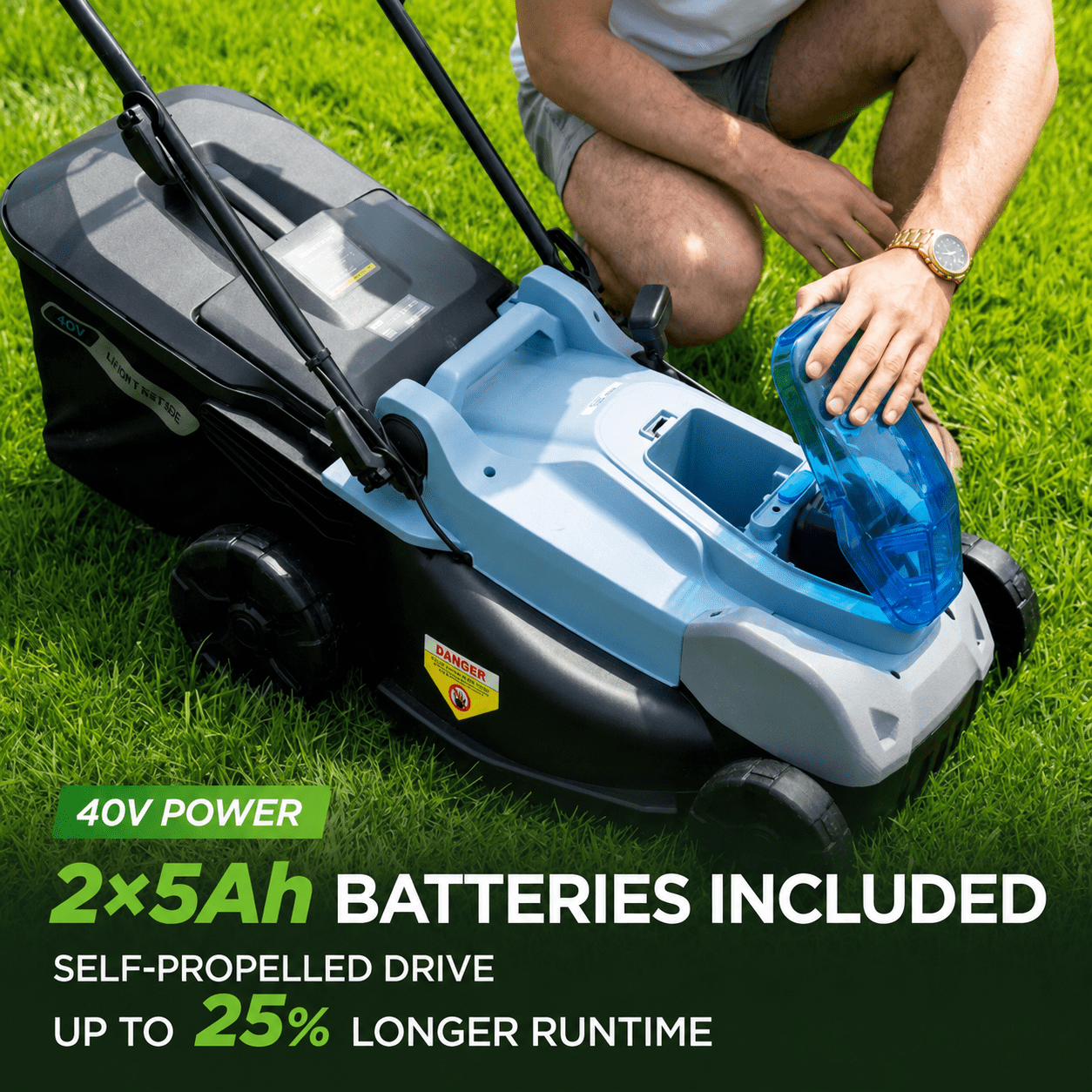 KraftSense 40V Cordless 18-Inch Push Lawn Mower with 4Ah Battery & Charger (18 in) gy2ll