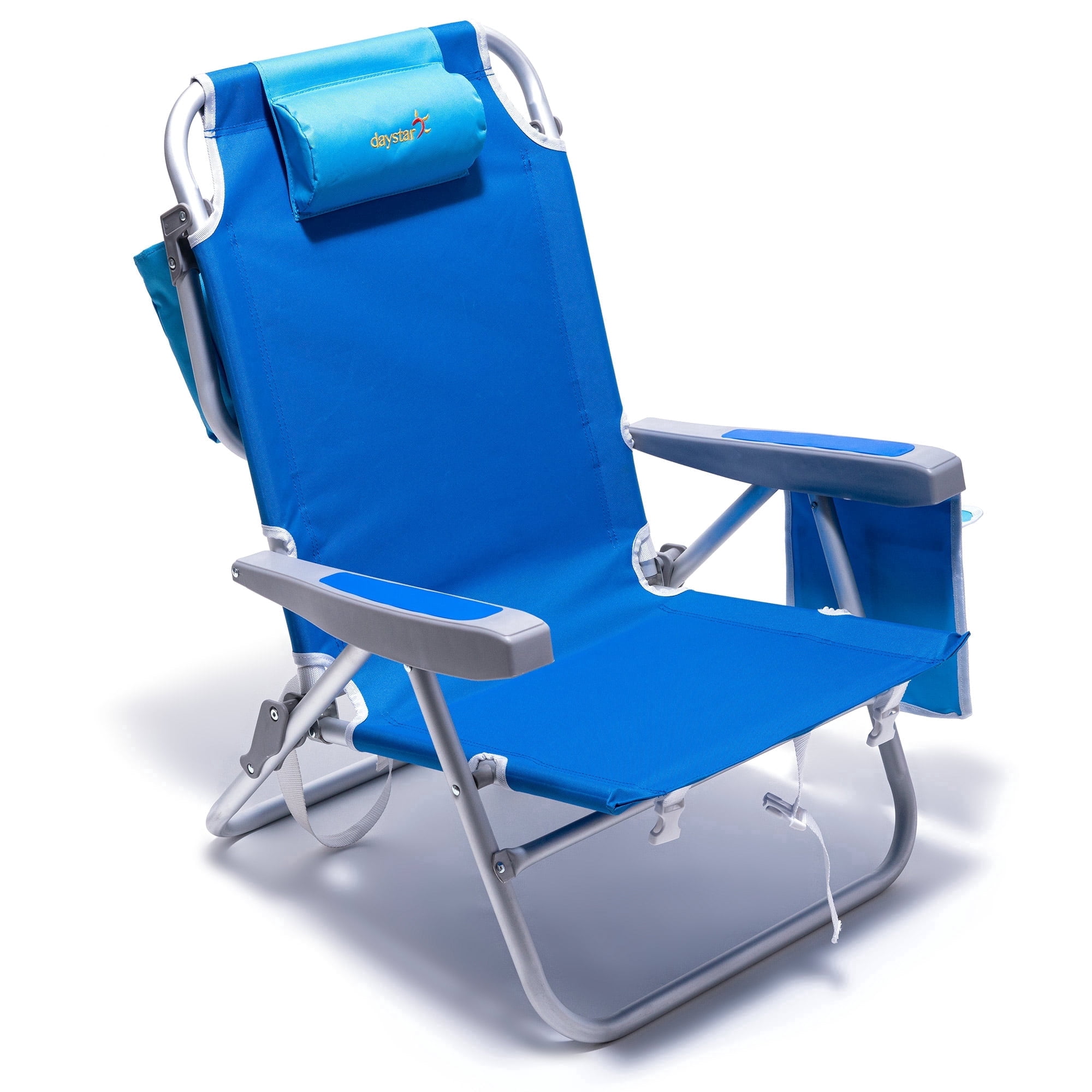 Sunnyfeel Low Beach Chair 5-Position Reclining Folding Backpack Chair with Cooler Bag (Blue, 31.5 in x 21.6 in x 2.6 in) 6ywnf