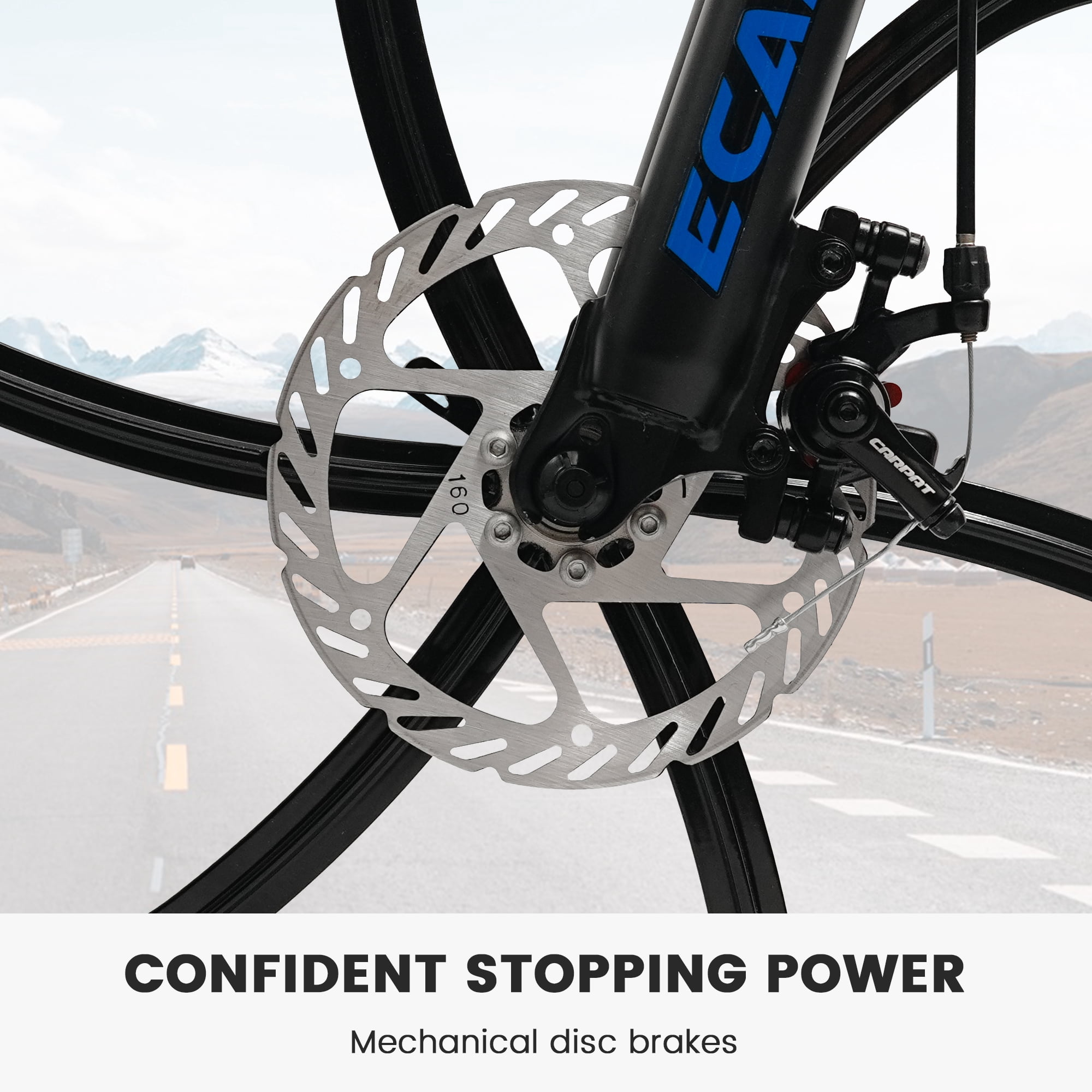 Ecarpat 26 Inch Mountain Bike Full Suspension, 21-Speed Dual Disc Brake, Carbon Steel Frame (Black, 26 in) qyvjz