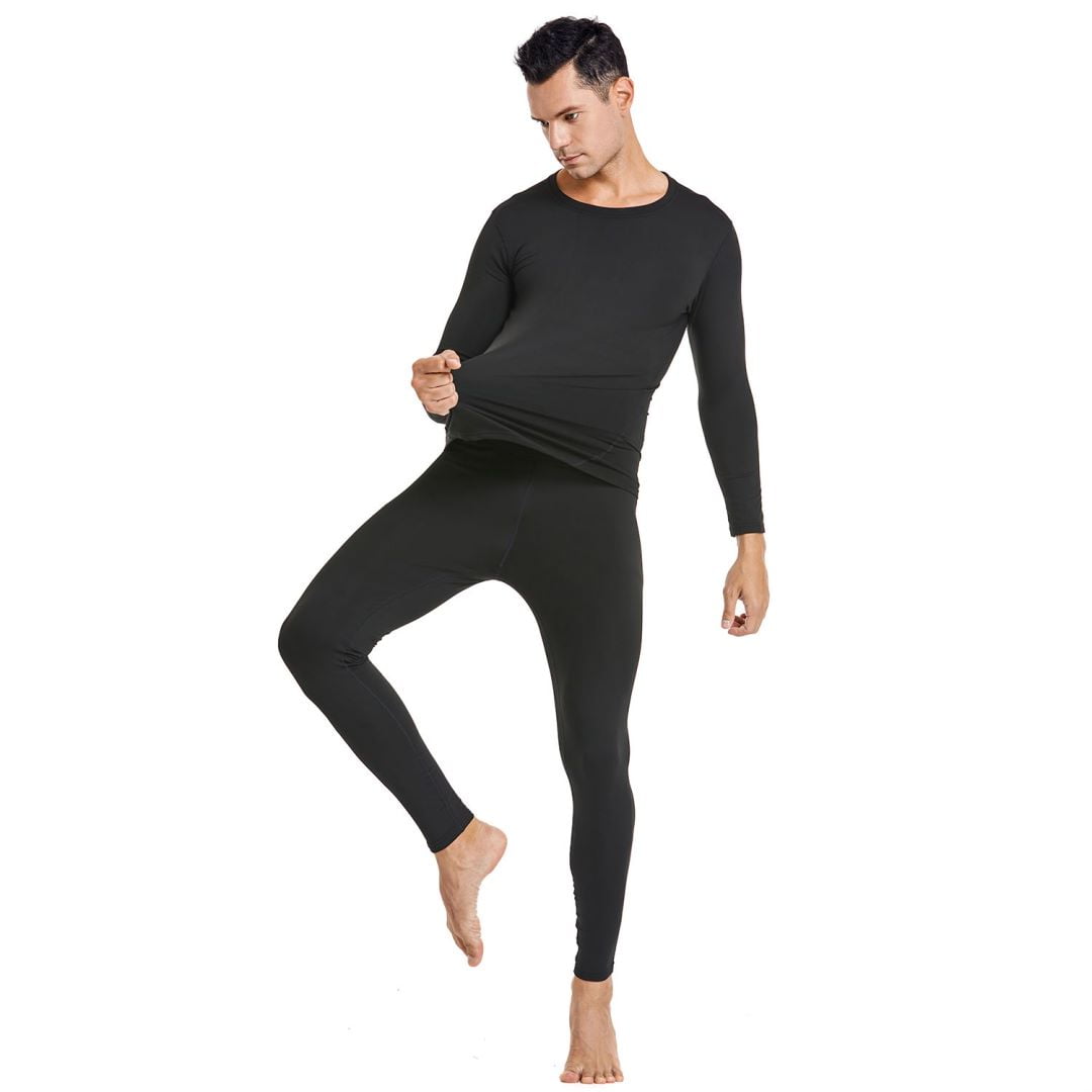 HEROBIKER Men's Winter Thermal Underwear Set Fleece Lined Base Layer (Black, Plus Size) 9mj7r