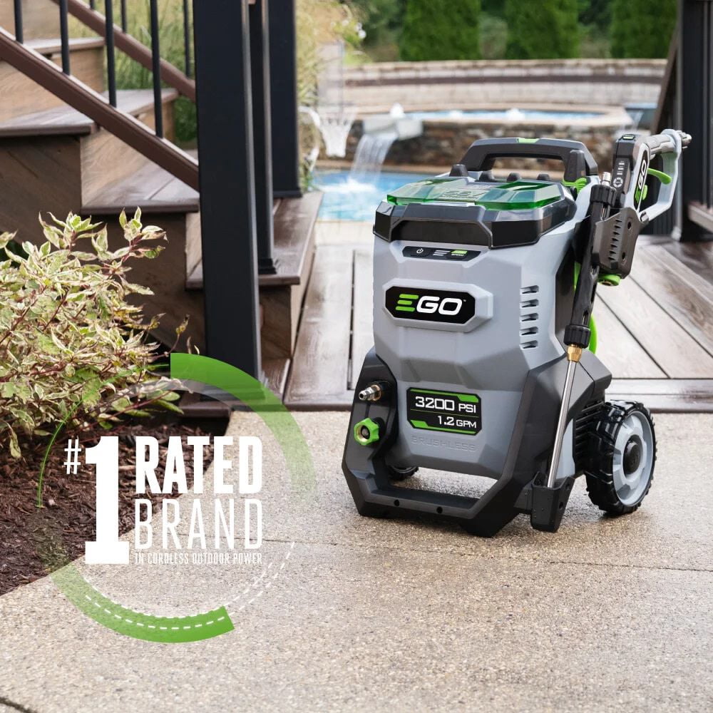 EGO Power+ 3200 PSI 1.2 GPM Cordless Cold Water Pressure Washer with 5 Spray Nozzles and 6.0Ah Battery Kit 6w6me