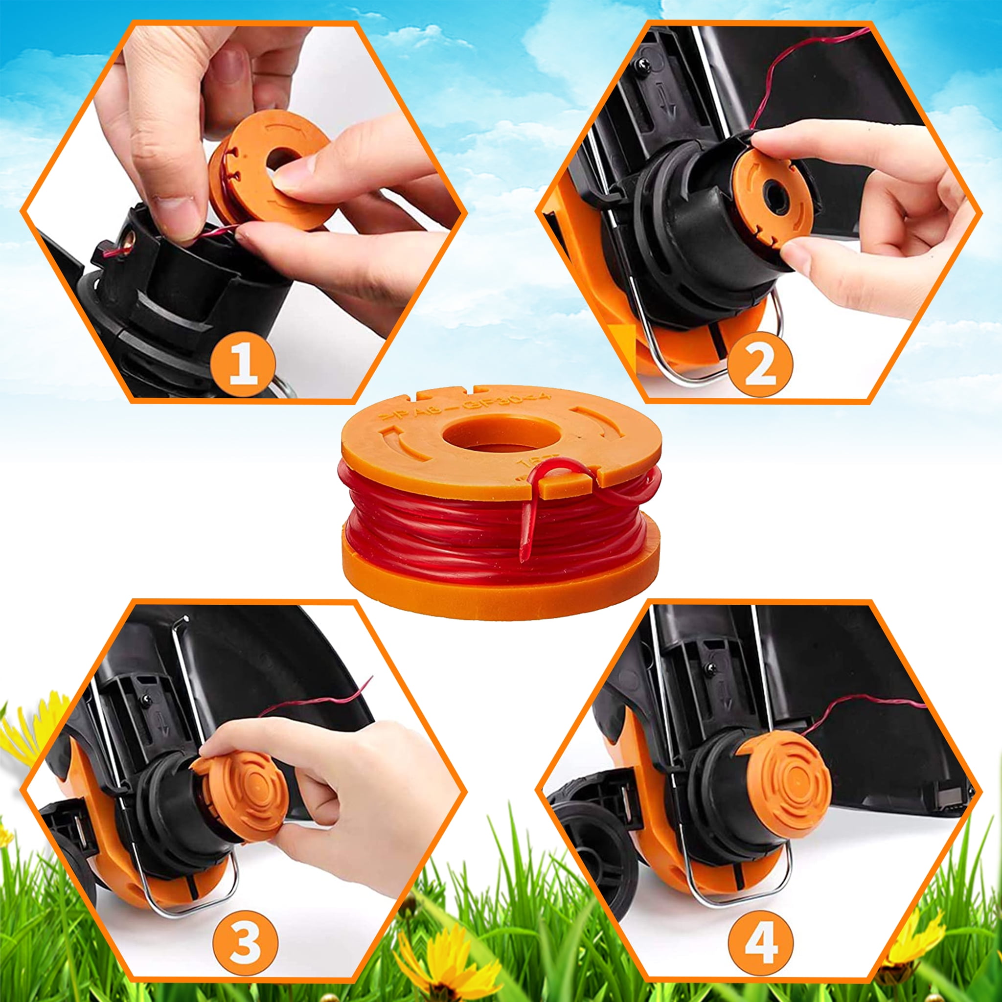 AMI PARTS WA0010 Replacement Trimmer Line Spools for Worx Grass Trimmers (12 Pack, 10 ft, 0.065 in) d07cw