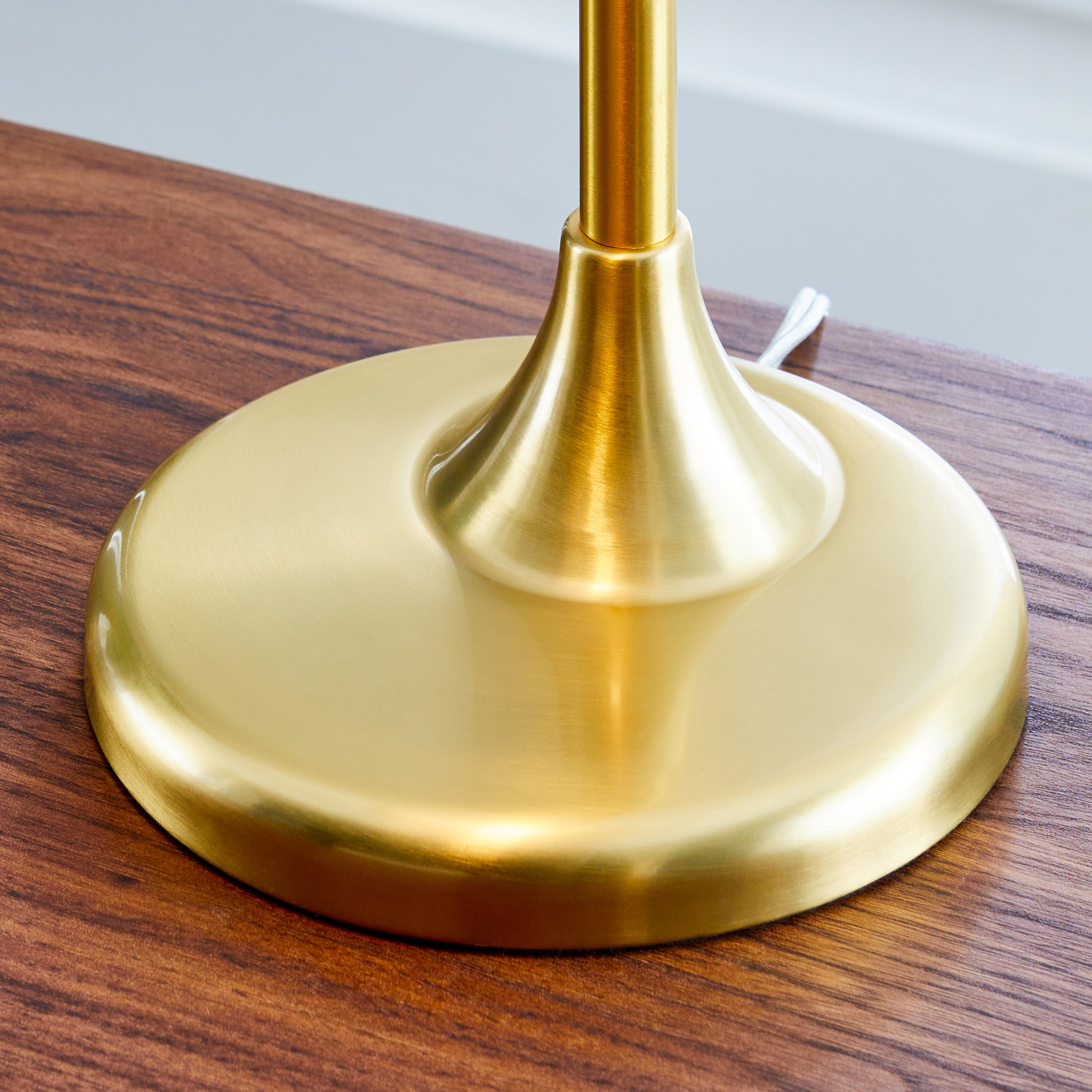 Better Homes & Gardens Modern Banker Desk Lamp with Adjustable Glass Shade (Gold/White, 19 in) 3aowk