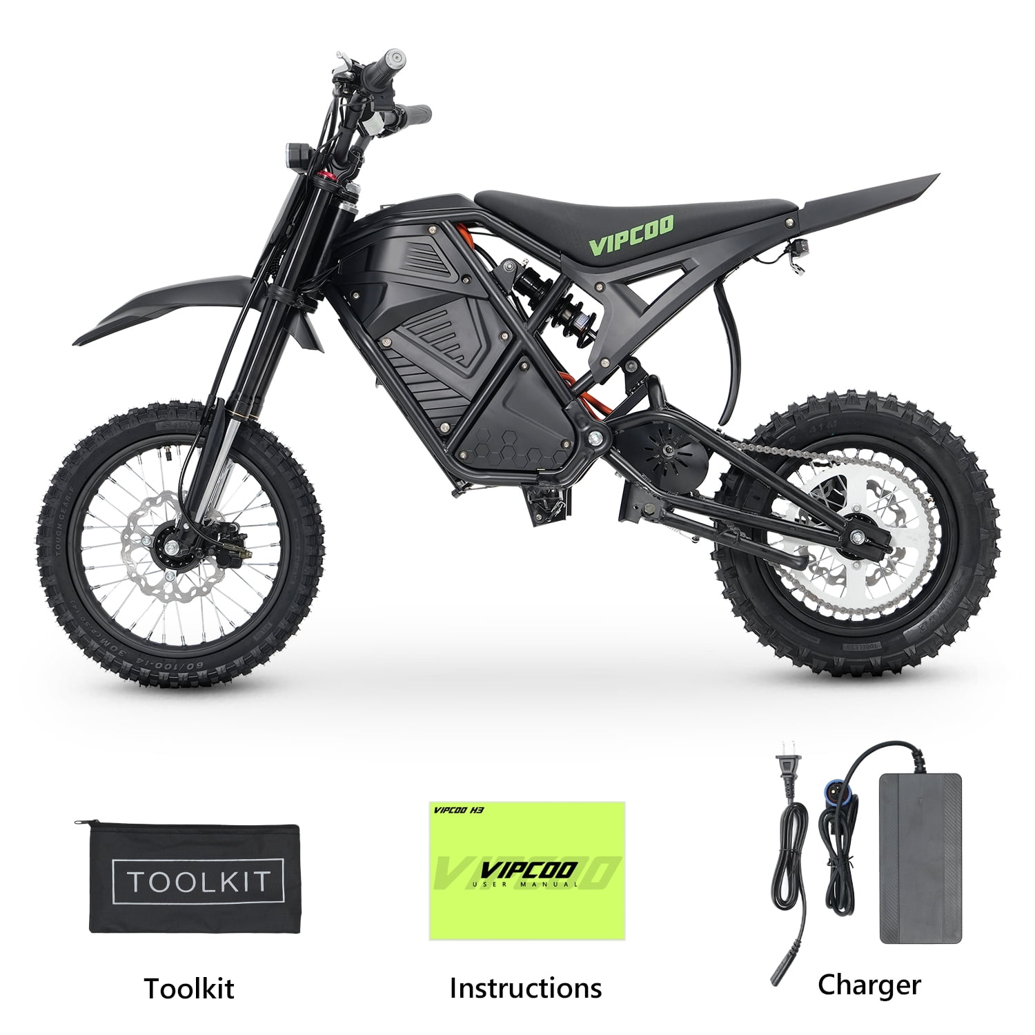 VIPCOO Electric Mountain Bike, High-Speed Off-Road E-Bike with Fat Tires, 330 lb Load Capacity (Black, 63 in) ob9hb