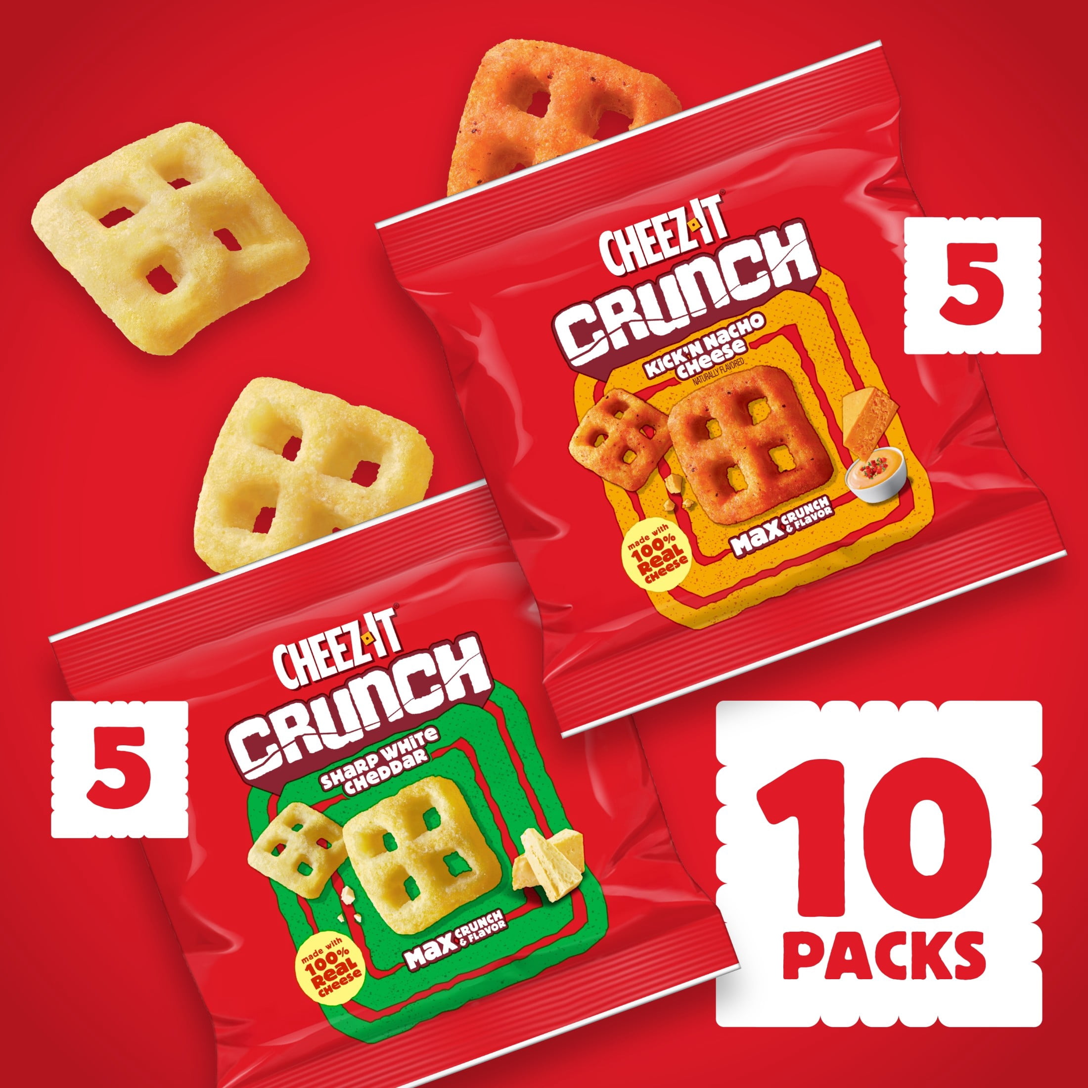 Cheez-It Crunch Variety Pack Baked Cheese Snacks (10 Count, 7.5 oz) ysjel