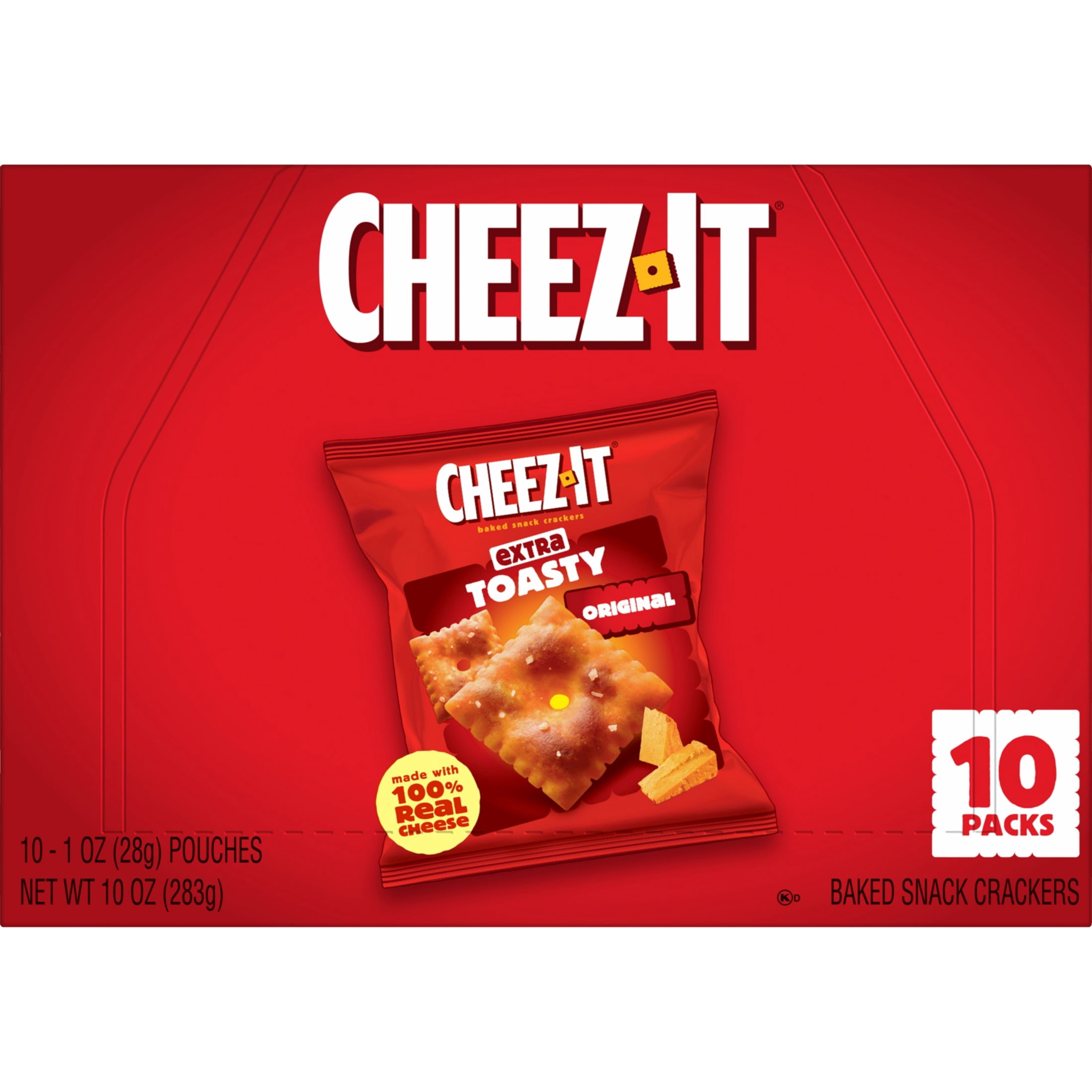 Cheez-It Extra Toasty Baked Snack Crackers, Real Cheese Flavor, Crispy On-the-Go Snacks (10 oz, 10 Count) i1719