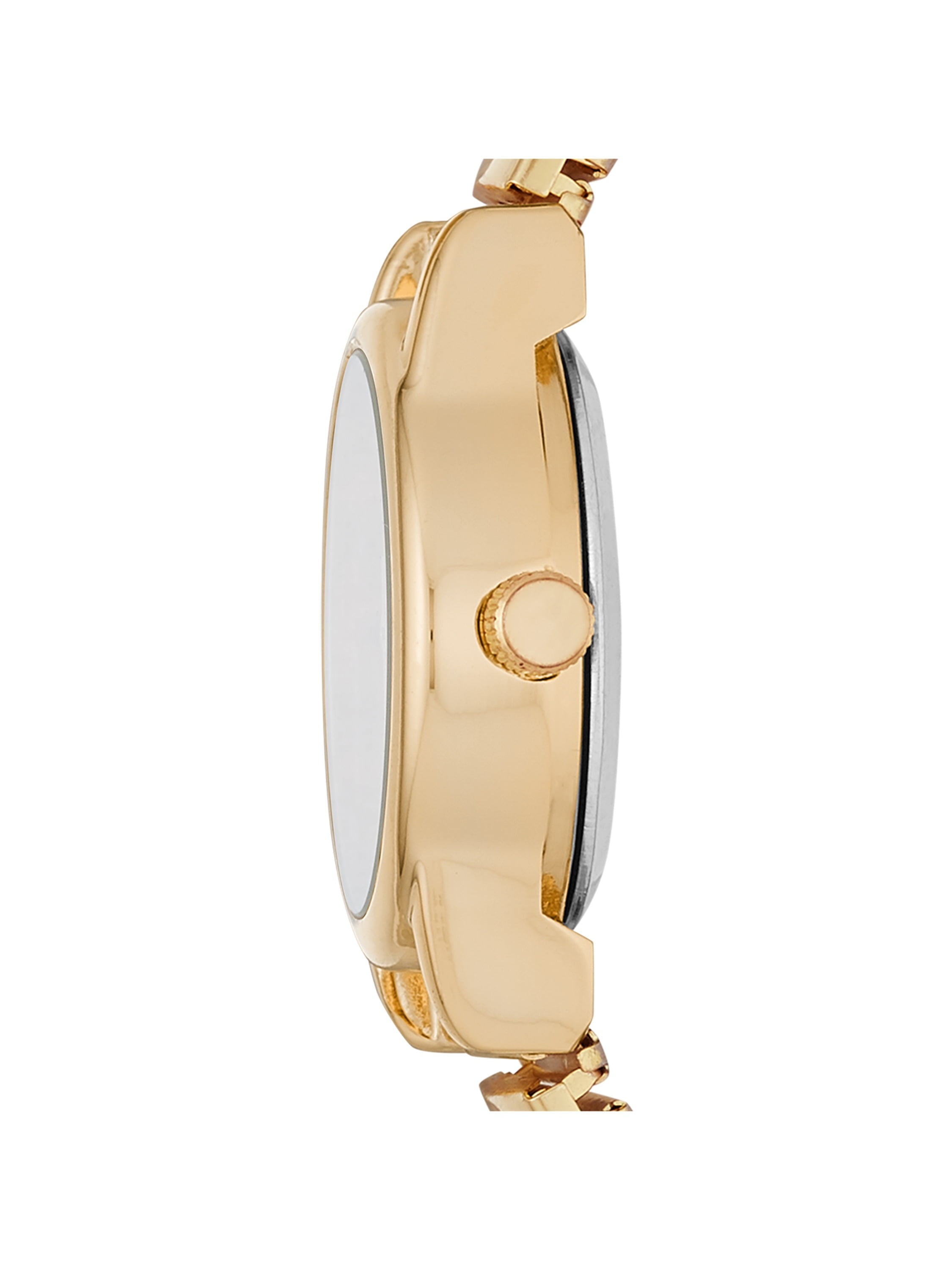 Time and Tru Women's Oval Wristwatch, Gold Tone Analog Watch with Easy Read Dial (Expansion Band, 1.14 in) ybftw