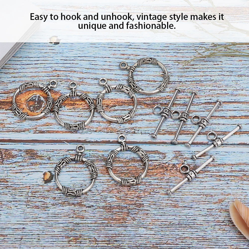 Eotvia Vintage Toggle Clasp Jewelry Findings for Necklace and Bracelet Making (Silver, 20 Pieces) qqz94