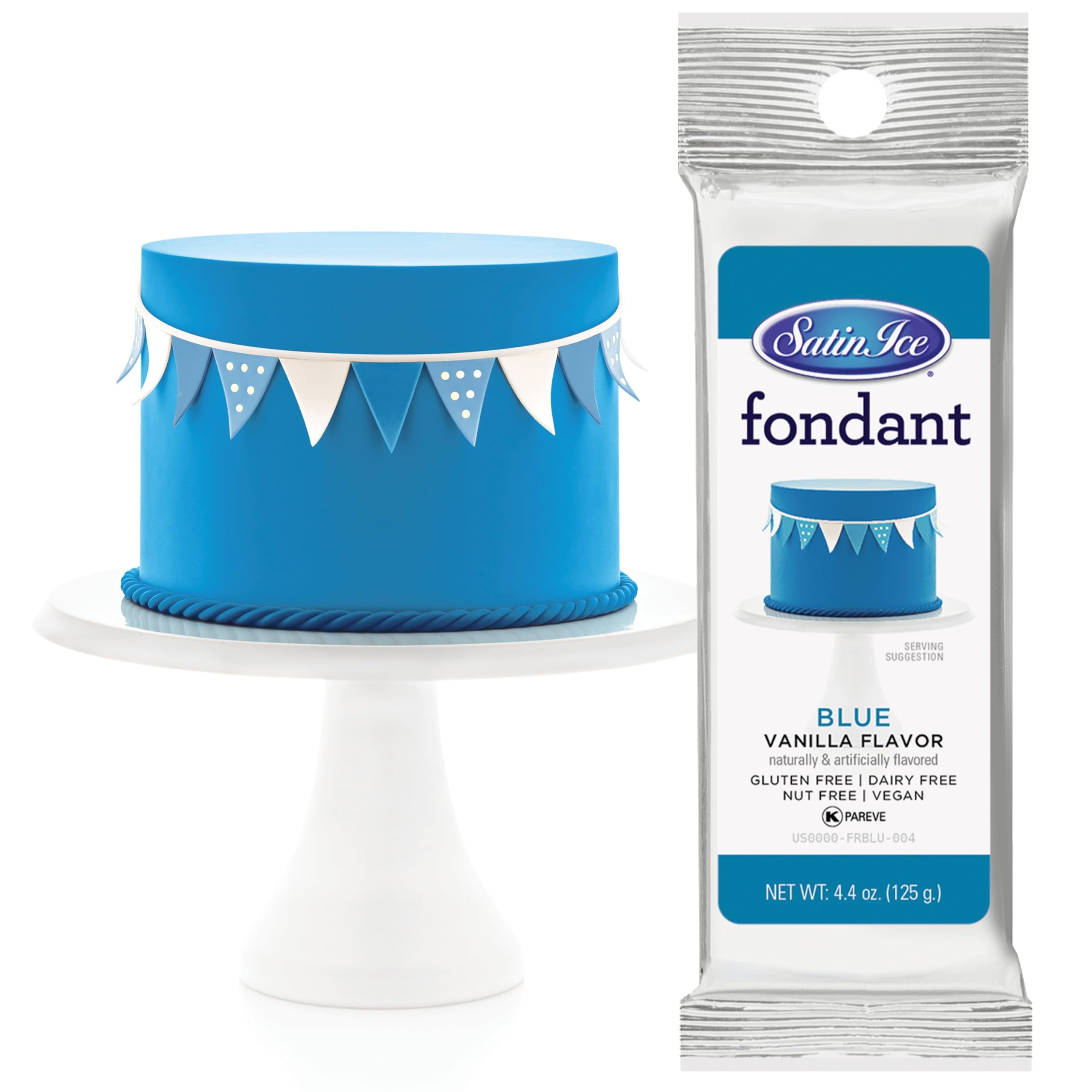 Satin Ice Rolled Fondant Icing for Cake Decorating (Blue, 4.4 oz) bvnte