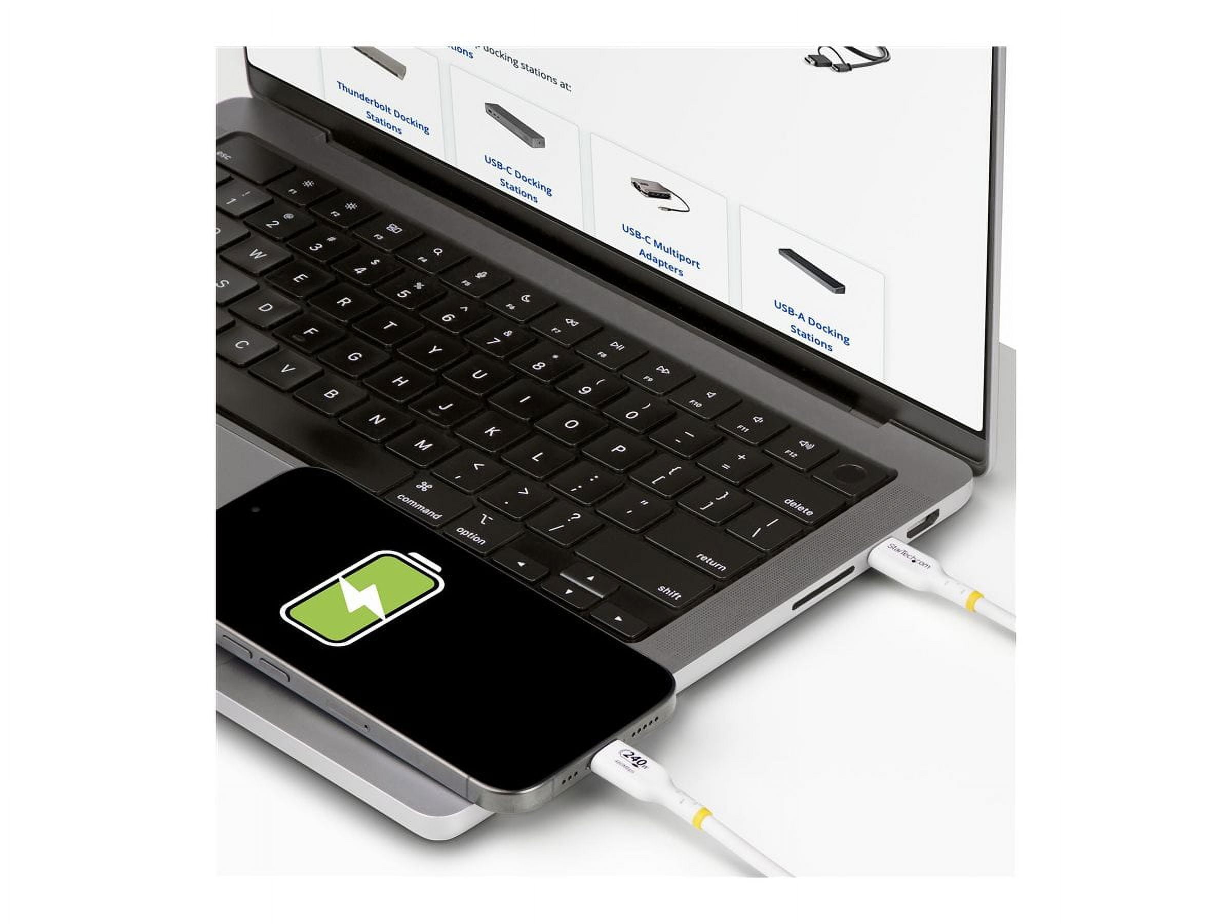 StarTech.com USB-C Charging Cable, 240W PD EPR Fast Charge & Sync, Durable TPE Jacket (White, 13 ft) i0aja