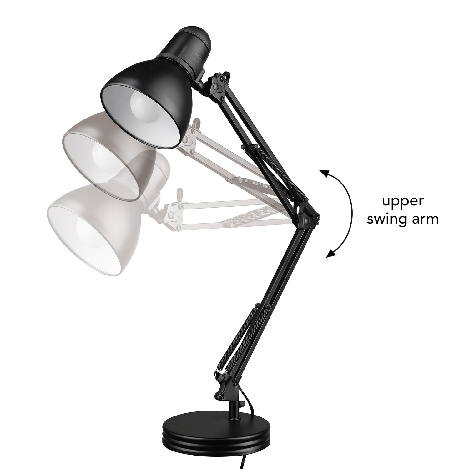 Globe Electric Architect Swing Arm Desk Lamp, Adjustable Heavy Base Task Light (Black, 28 in) zyezs