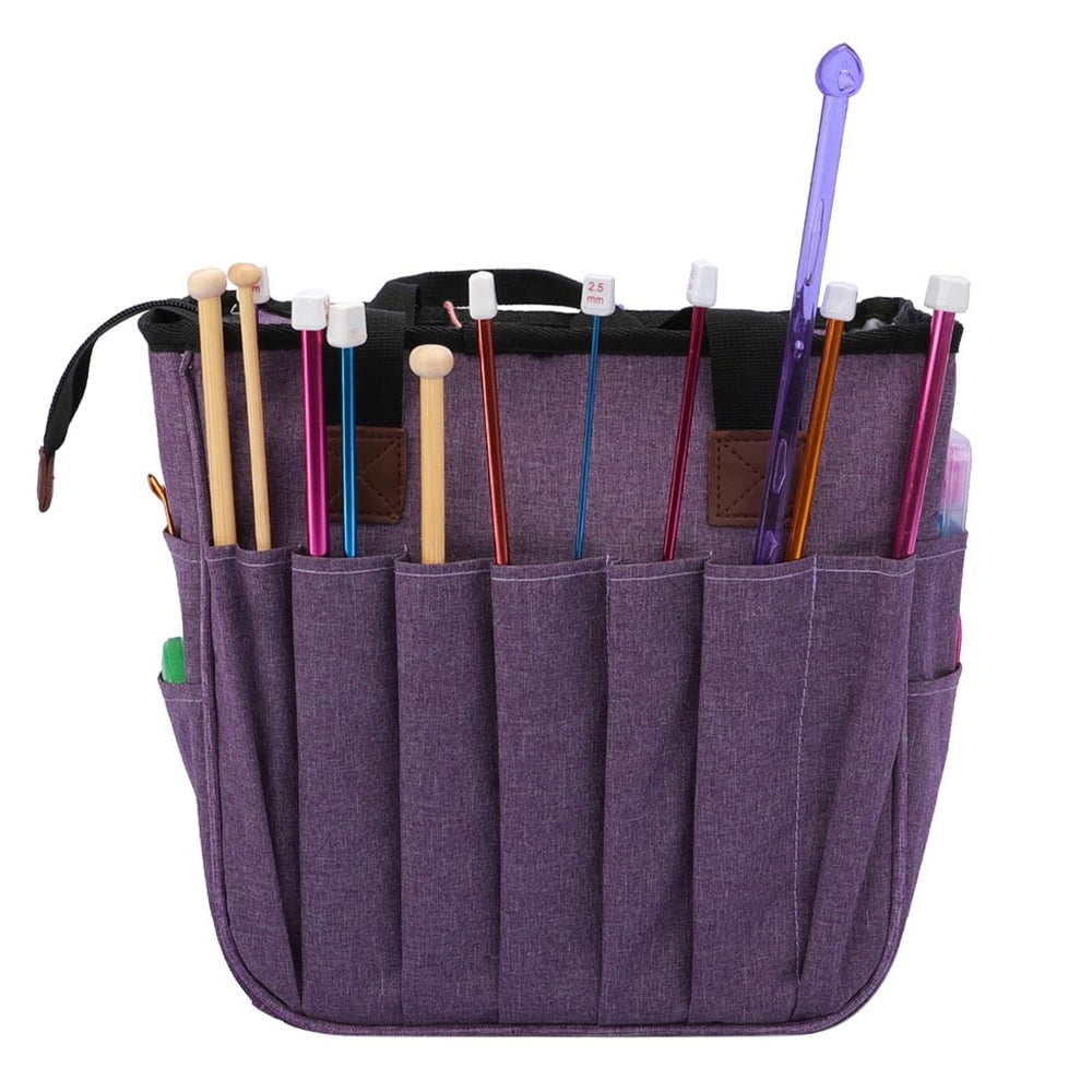 Jetcloudlive Yarn Storage Tote, Knitting Project Organizer Bag with Needle Compartments (Small, 5.7 in x 5.5 in) 6wxs1