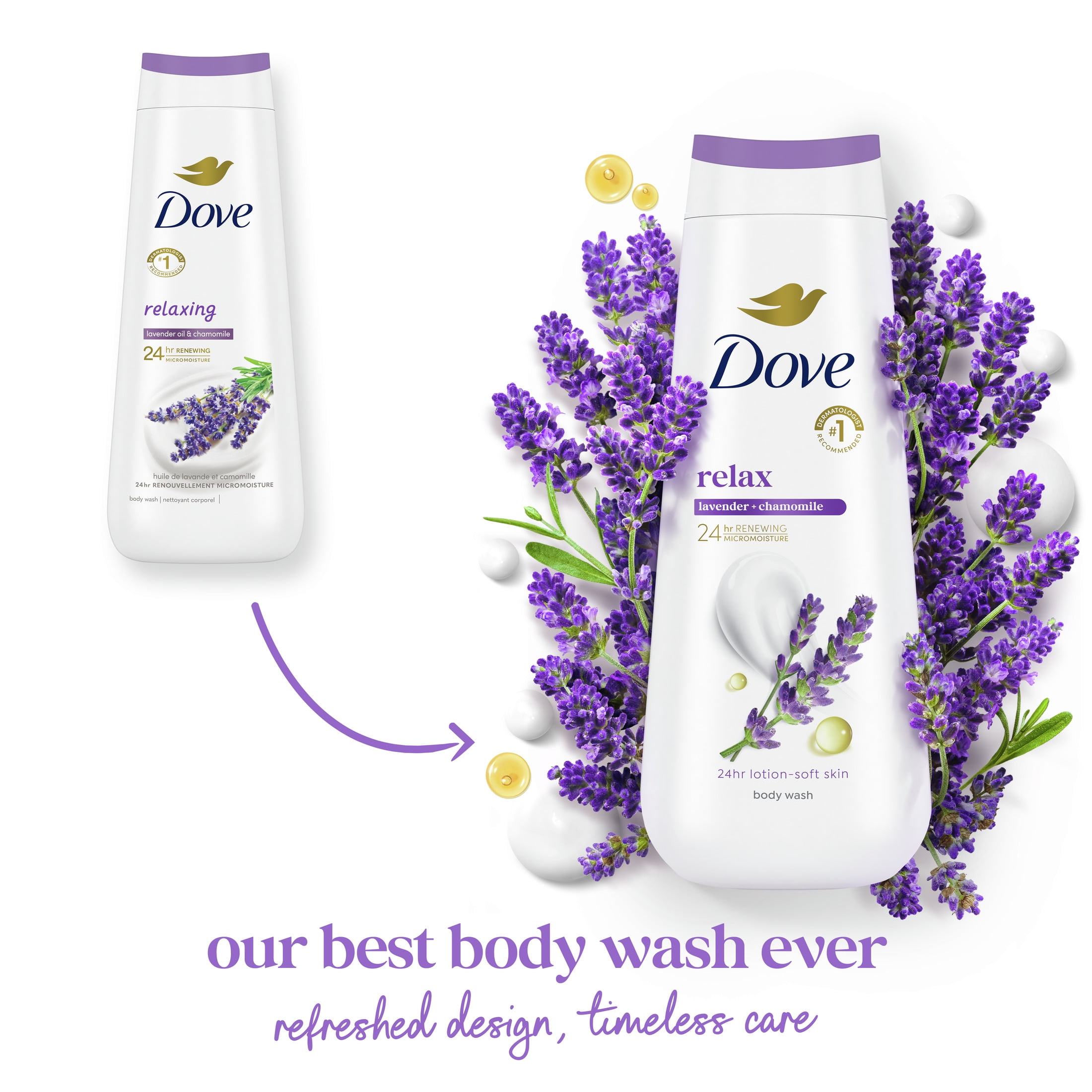 Dove Relaxing Body Wash with Lavender Oil & Chamomile, Moisturizing Cleanser (Lavender, 20 oz) 2toyp