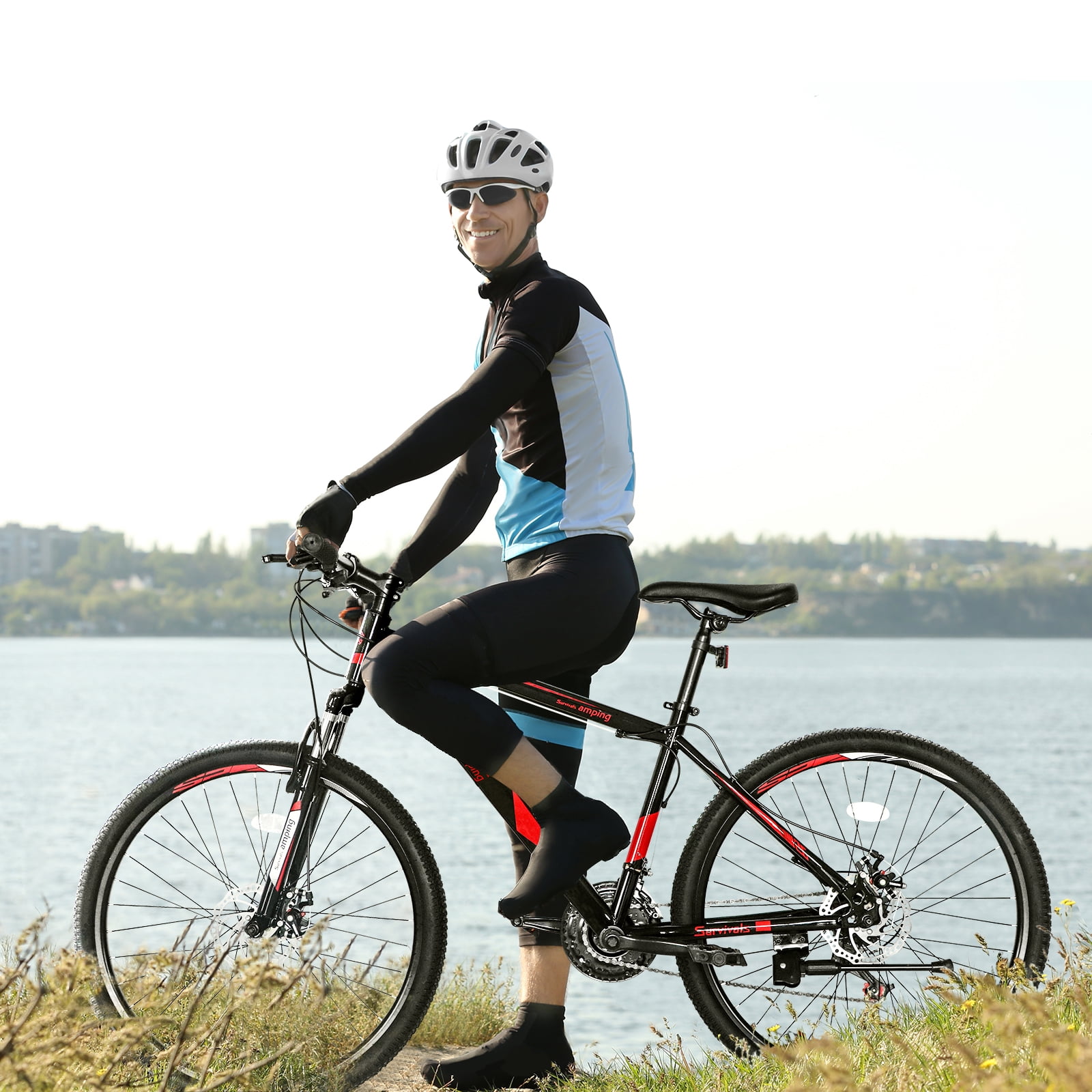 AsterOutdoor 26 Inch Mountain Bike 21-Speed Disc Brakes High Carbon Steel Frame (Red, 26 in) hfoqe