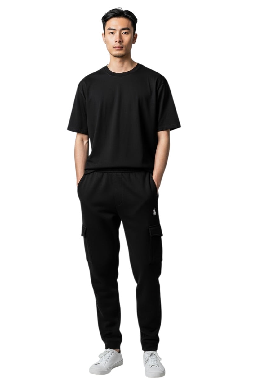 U.S. Polo Assn. Men's Cargo Sweatpants, Comfortable Athletic Joggers with Multiple Pockets (Black, Small) z79a3