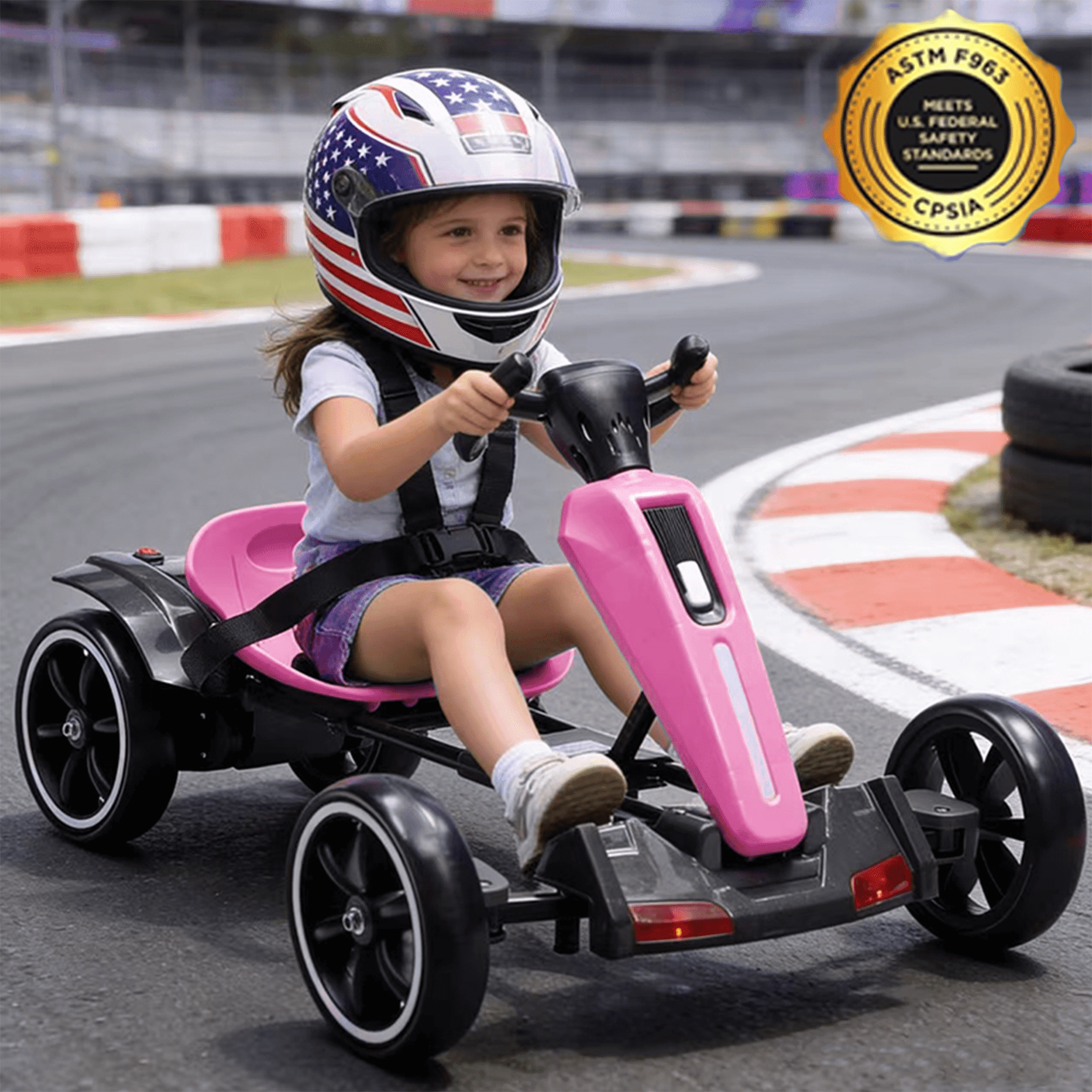Holaki 12V Electric Go Kart for Kids, Battery Powered Ride-on Toy with LED Lights and EVA Wheels (Pink, 88 lb Capacity) ujaw5