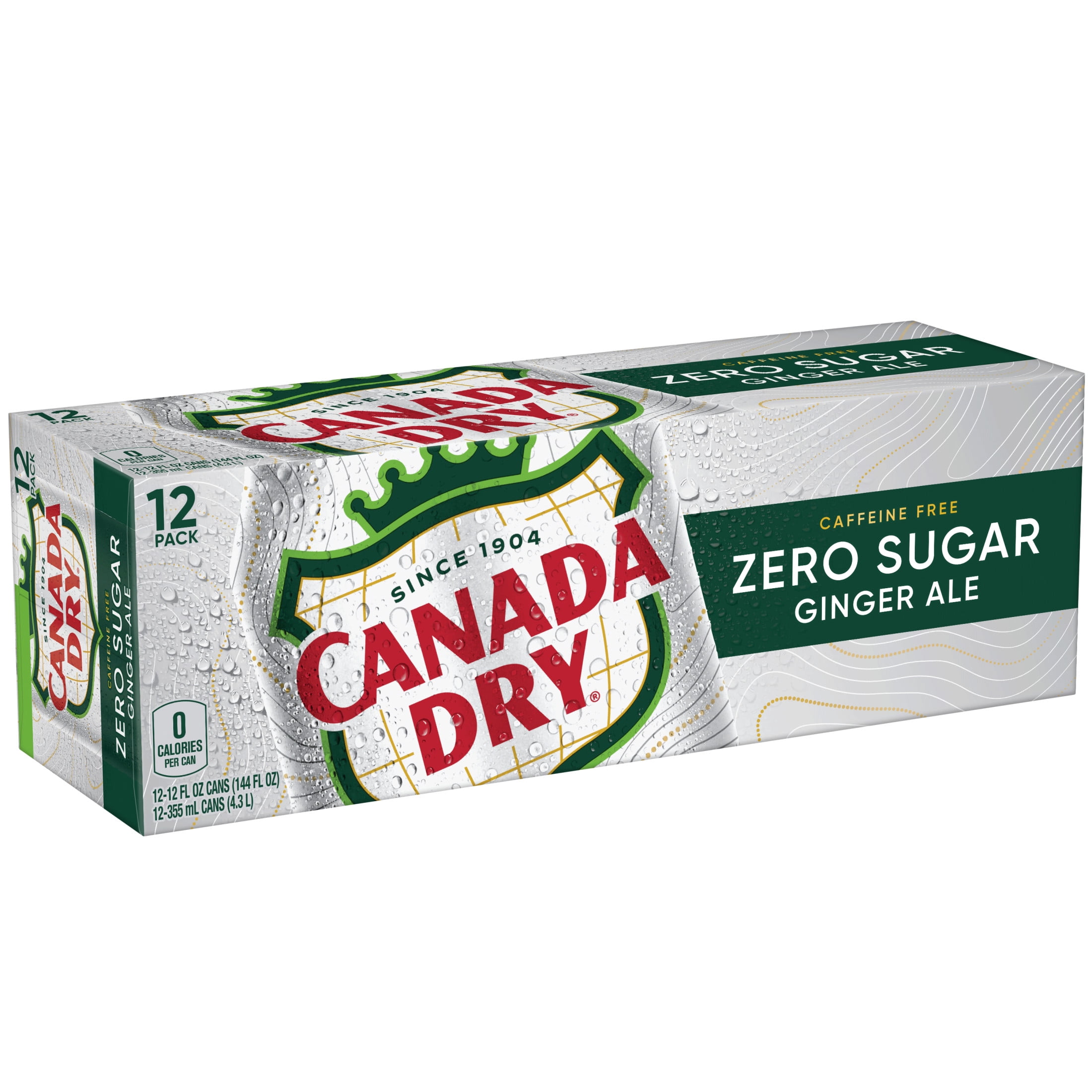 Canada Dry Ginger Ale Zero Sugar Soda, Caffeine Free, Refreshing Carbonated Beverage (12 fl oz, 12 Pack) cscmh