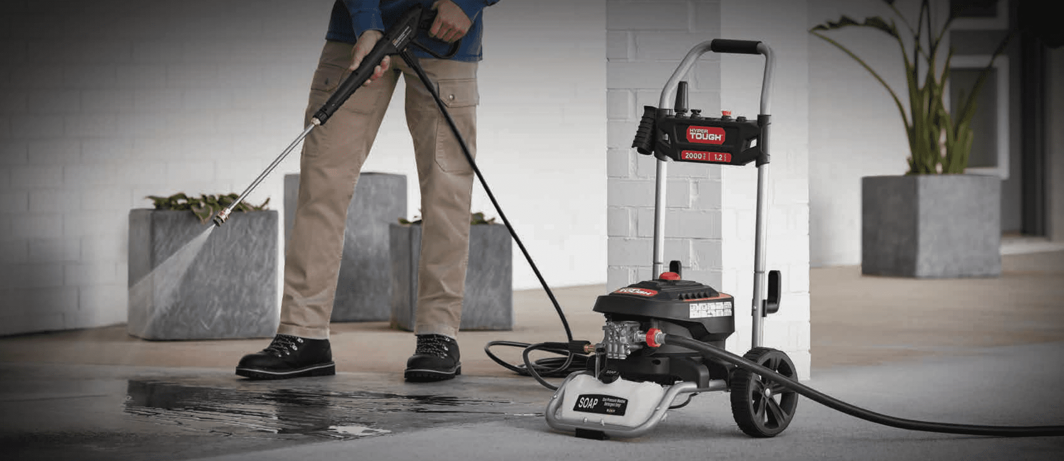 Hyper Tough Electric Pressure Washer, 2000 PSI at 1.2 GPM, Cold Water Cleaning System (120 V) h732n