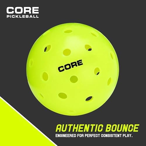 CORE Pickleball USA Outdoor Pickleball Balls, USAPA Approved 40-Hole Tournament Balls (Neon Green, 12 Pack) irxlu