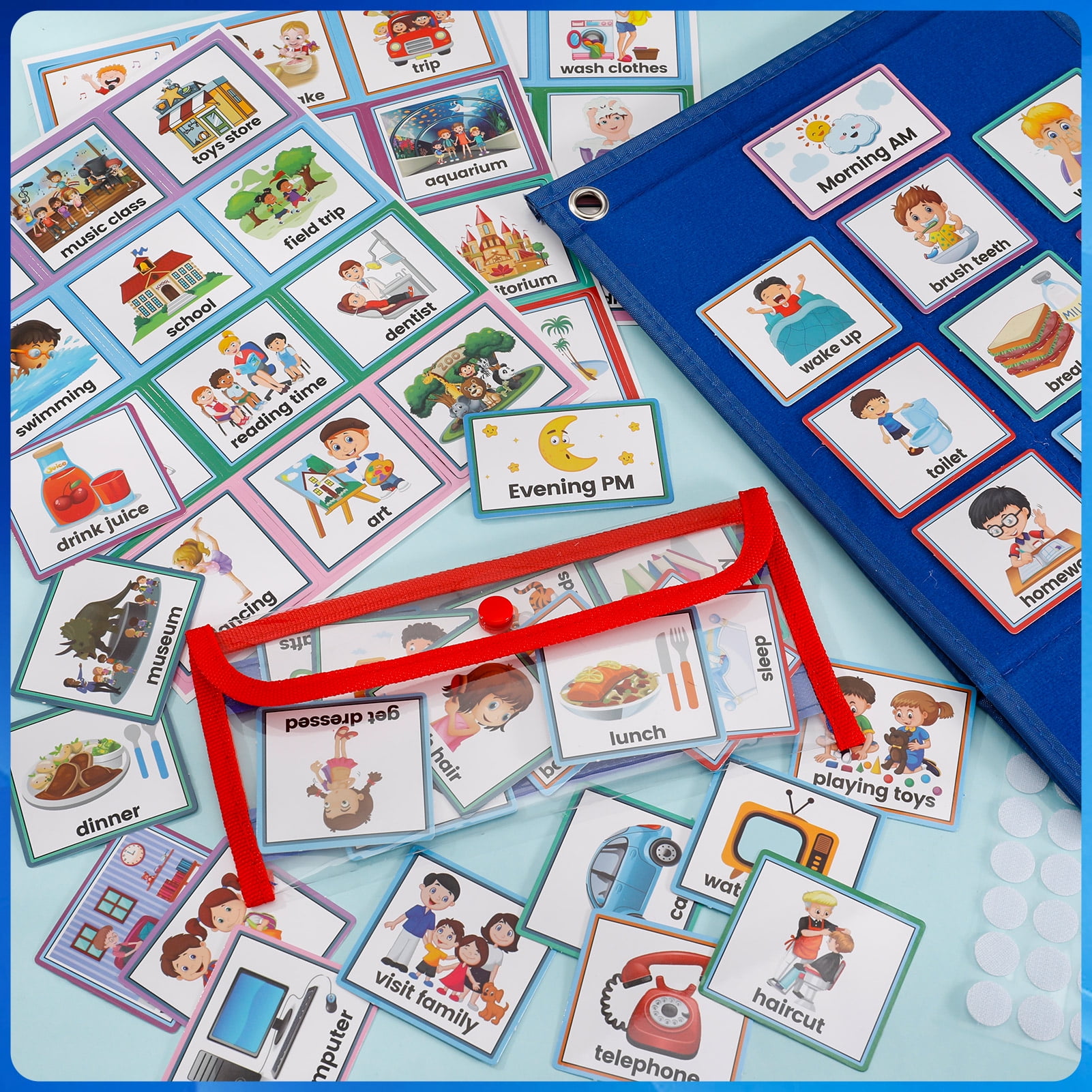 sixwipe Visual Schedule Chart for Kids, Daily Chore and Bedtime Routine Board, Behavioral Learning Tool for Home and School (Blue, 70 Cards) jbkbq
