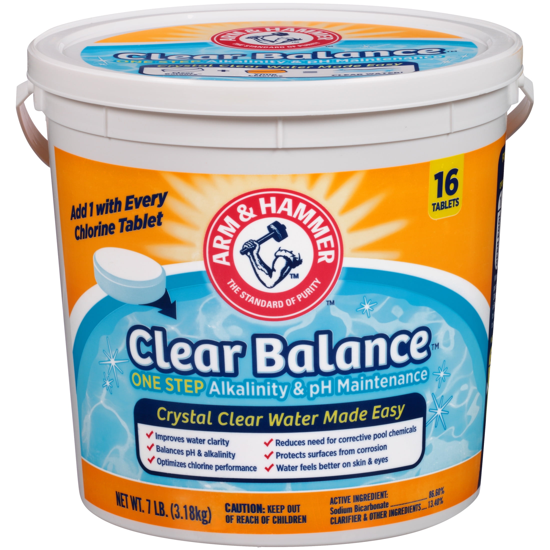 ARM & HAMMER Clear Balance Swimming Pool Alkalinity & pH Maintenance Tablets (White, 16 Count) 250is