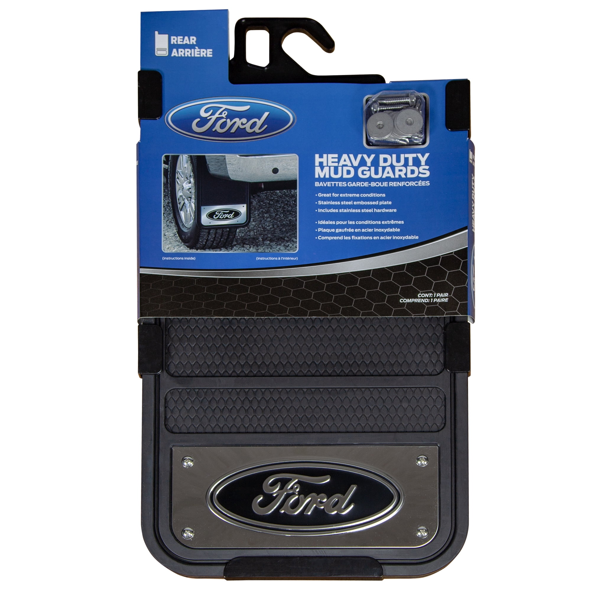 Plasticolor Ford Heavy Duty Universal Fit Rear Mud Guards (Black, 12 in x 23 in, 1 Pair) 2m8ll