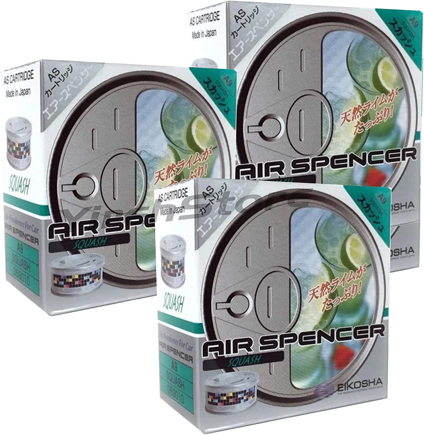 Air Spencer Car Air Freshener Refill Cartridge, Squash Scent, Long-Lasting JDM Fragrance (3-Pack) 31ozw