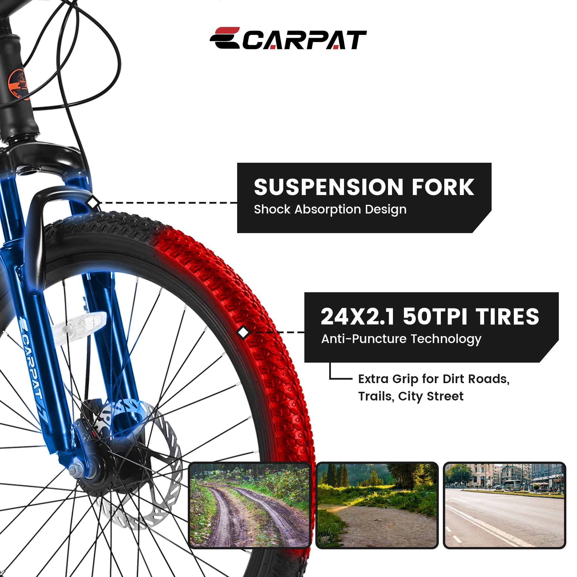 Ambifirner 24 Inch Mountain Bike with 7-21 Speed Shifting System (Orange, 24 in) e41yz