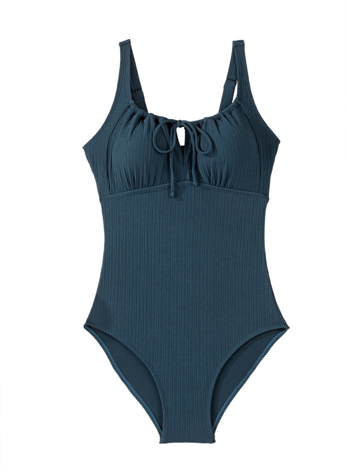 DOKOTOO Womens One Piece Swimsuit Textured Tummy Control Keyhole Adjustable Straps (Blue, Medium) m0j8s