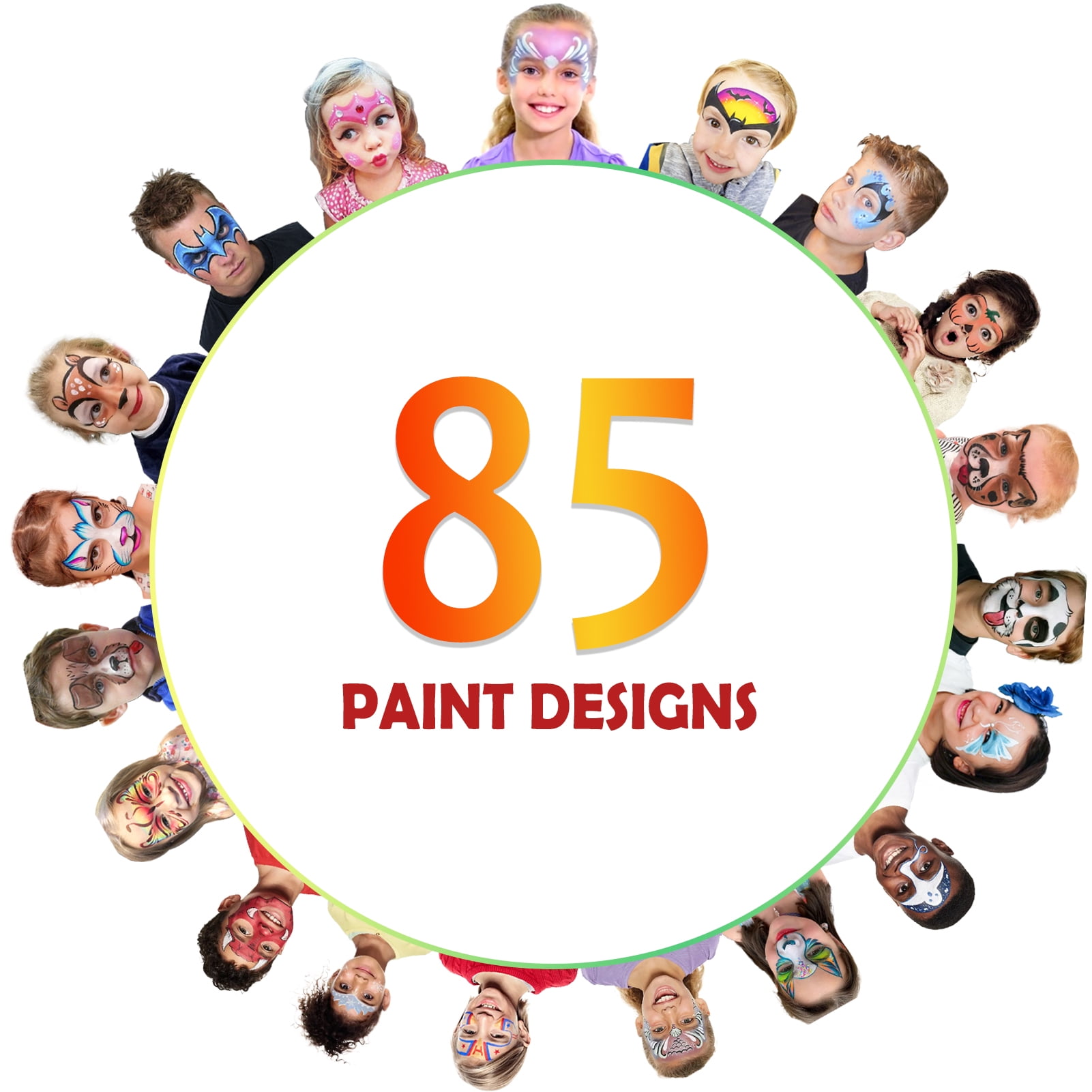 CandWuom Professional Face Painting Kit, Water Activated Paint Set with Brushes, Stencils, and Gems (42 Colors) njwol