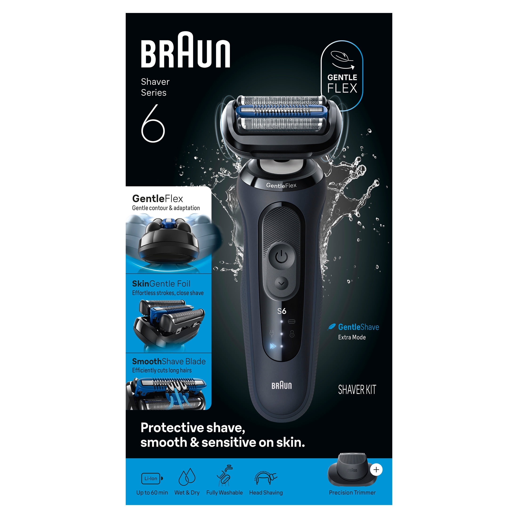 Braun Series 6 Electric Razor for Men, Precision Trimmer, Wet & Dry Shaver (Brown, 1 Count) 9h4vb