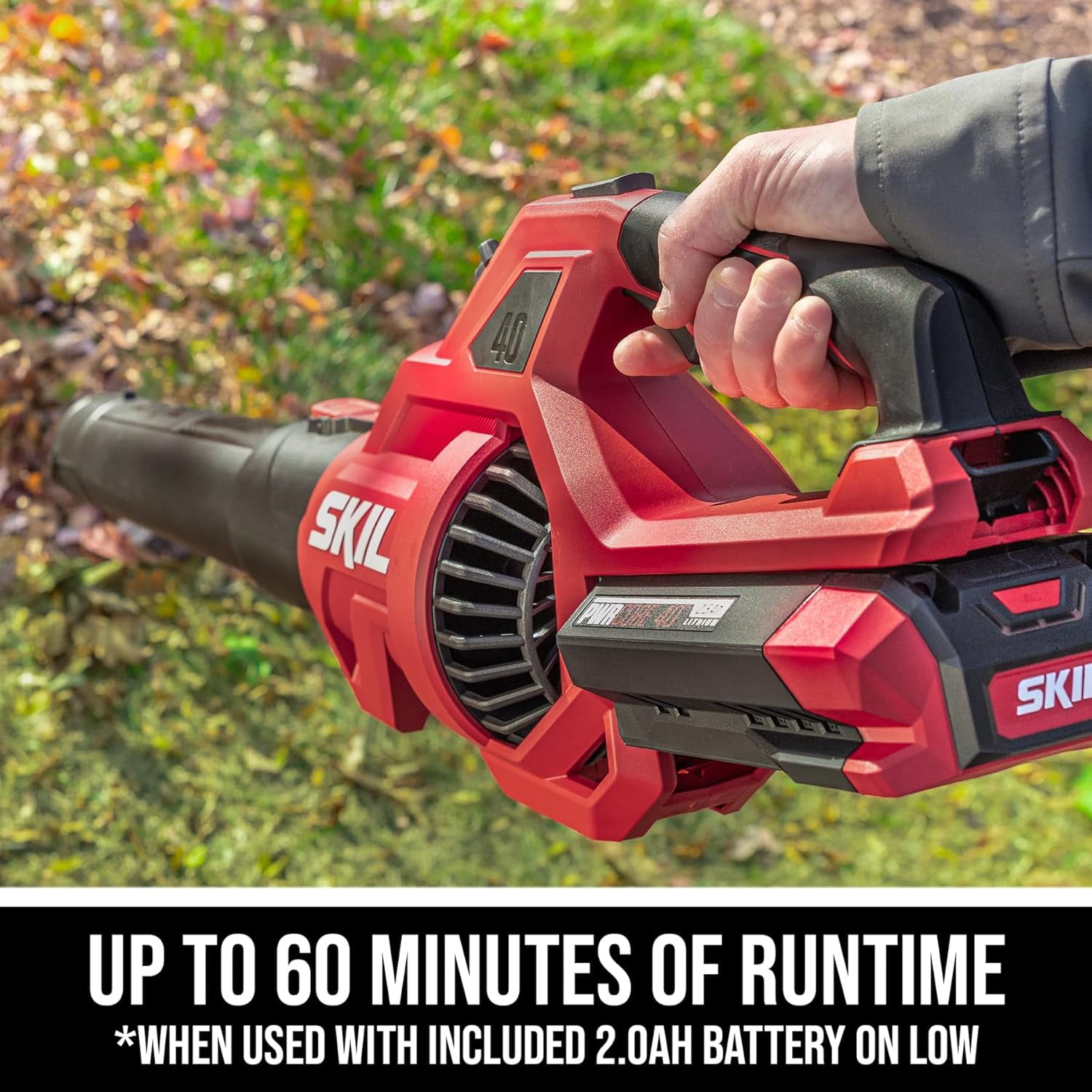 SKIL PWR CORE 40V Brushless Leaf Blower with 2.0Ah Battery and Charger (460 CFM, 120 MPH) jkv9o